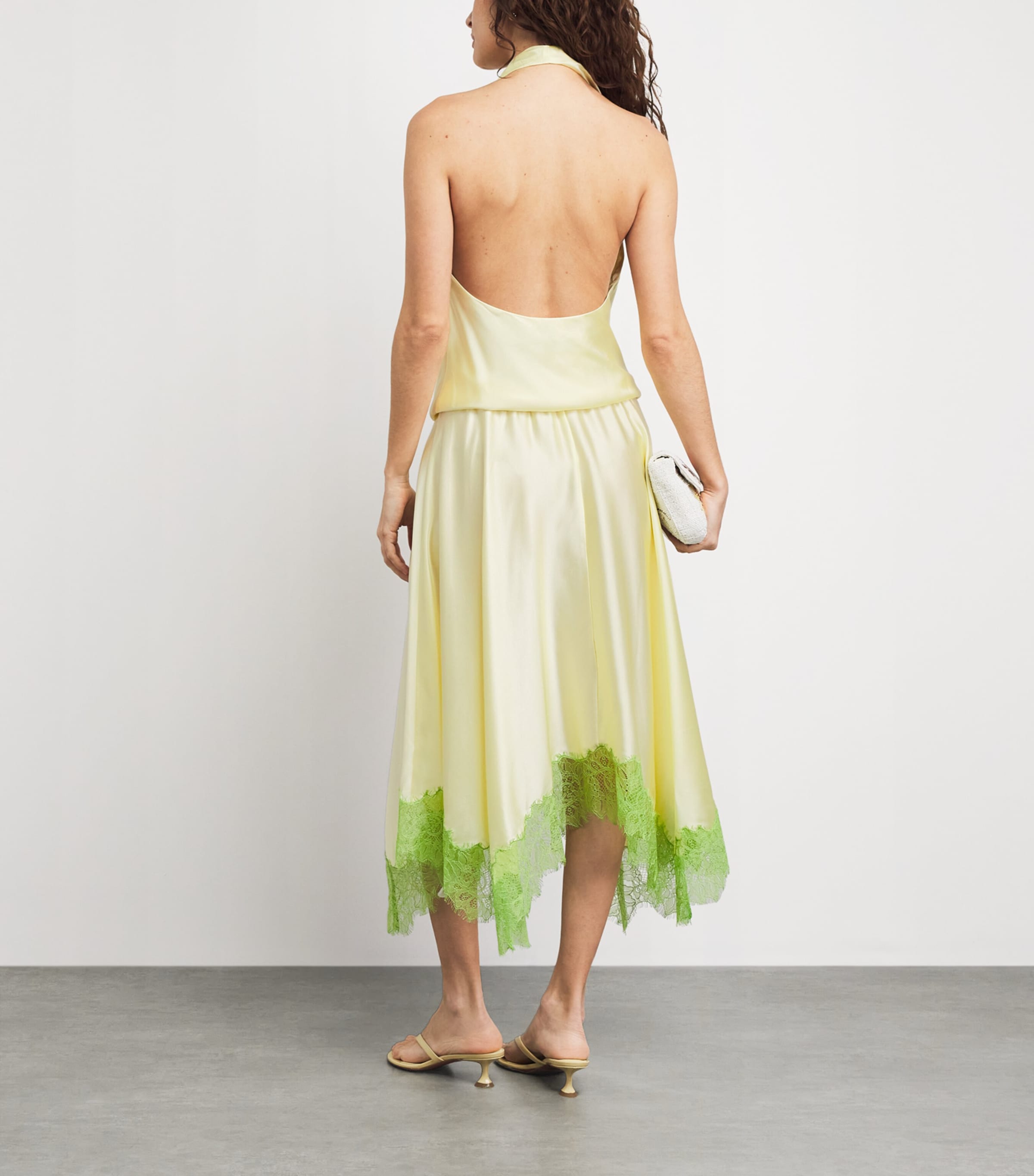 STAUD Womens Silk-Blend Elira Midi Dress Klsp Key Lime/sprout Image 4