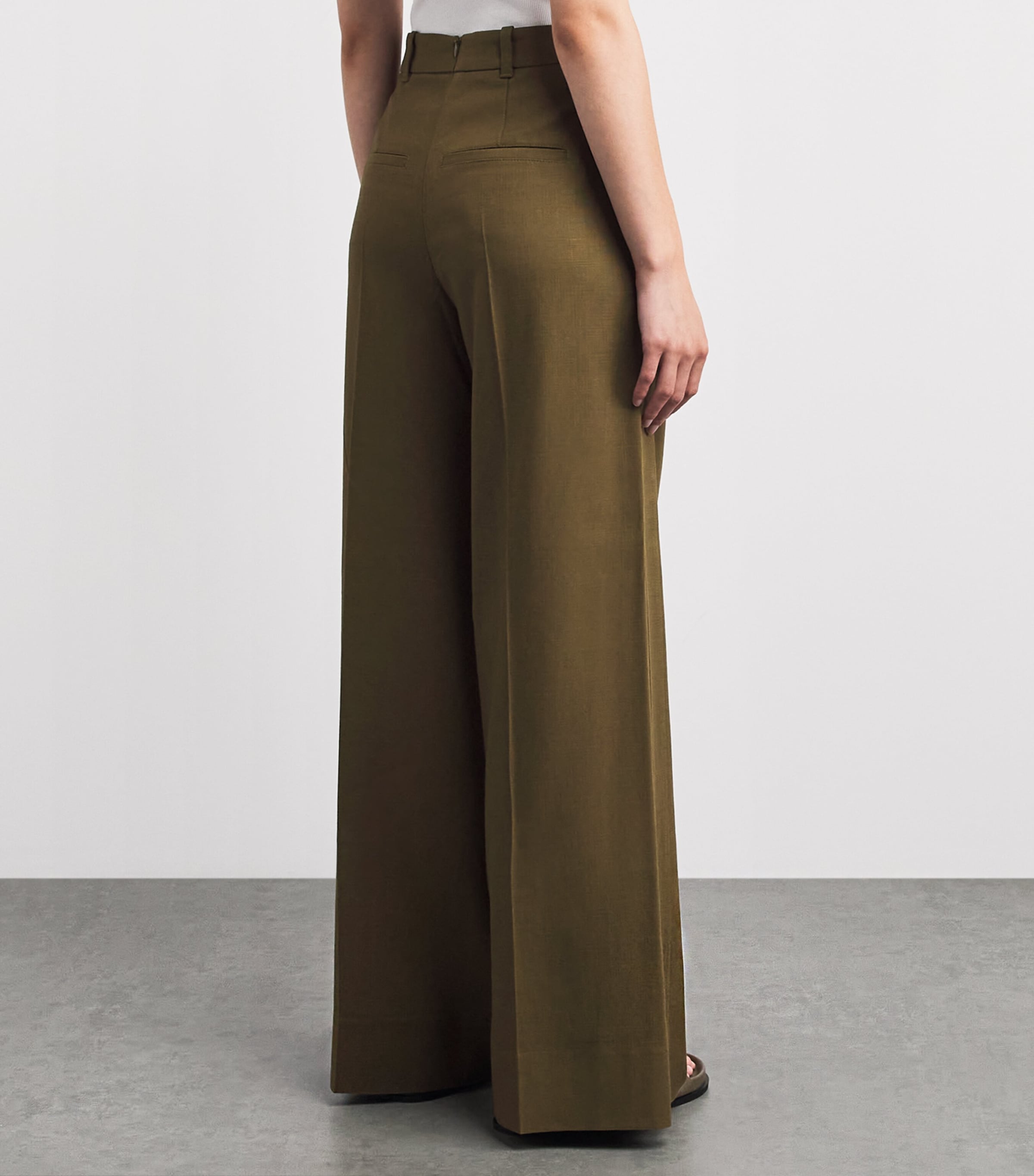 ME+EM Womens Forever Wide-Leg Trousers Olive Green Image 5