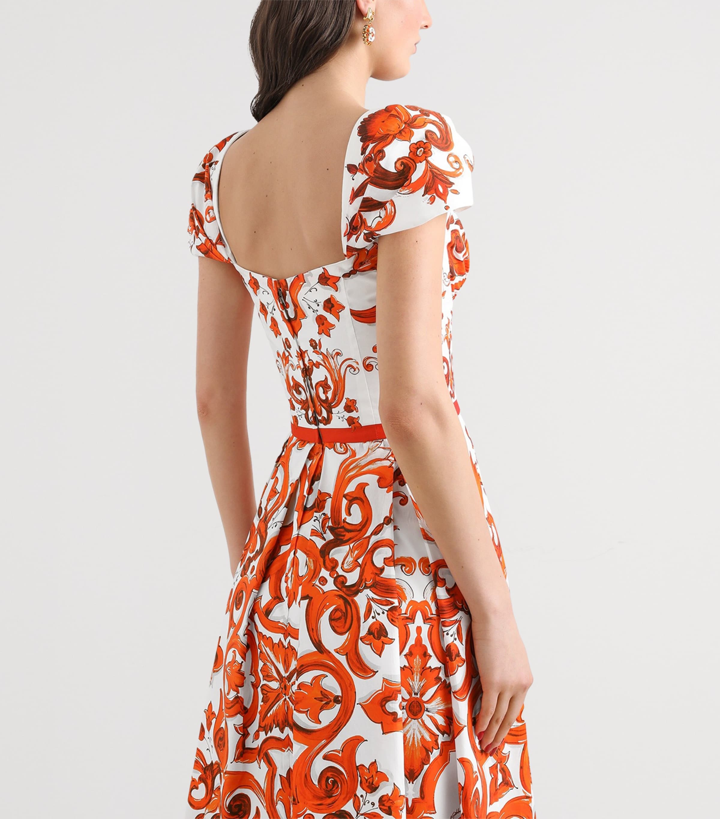 Dolce&Gabbana Womens Cotton Majolica Print Midi Dress Combined Colou Image 4