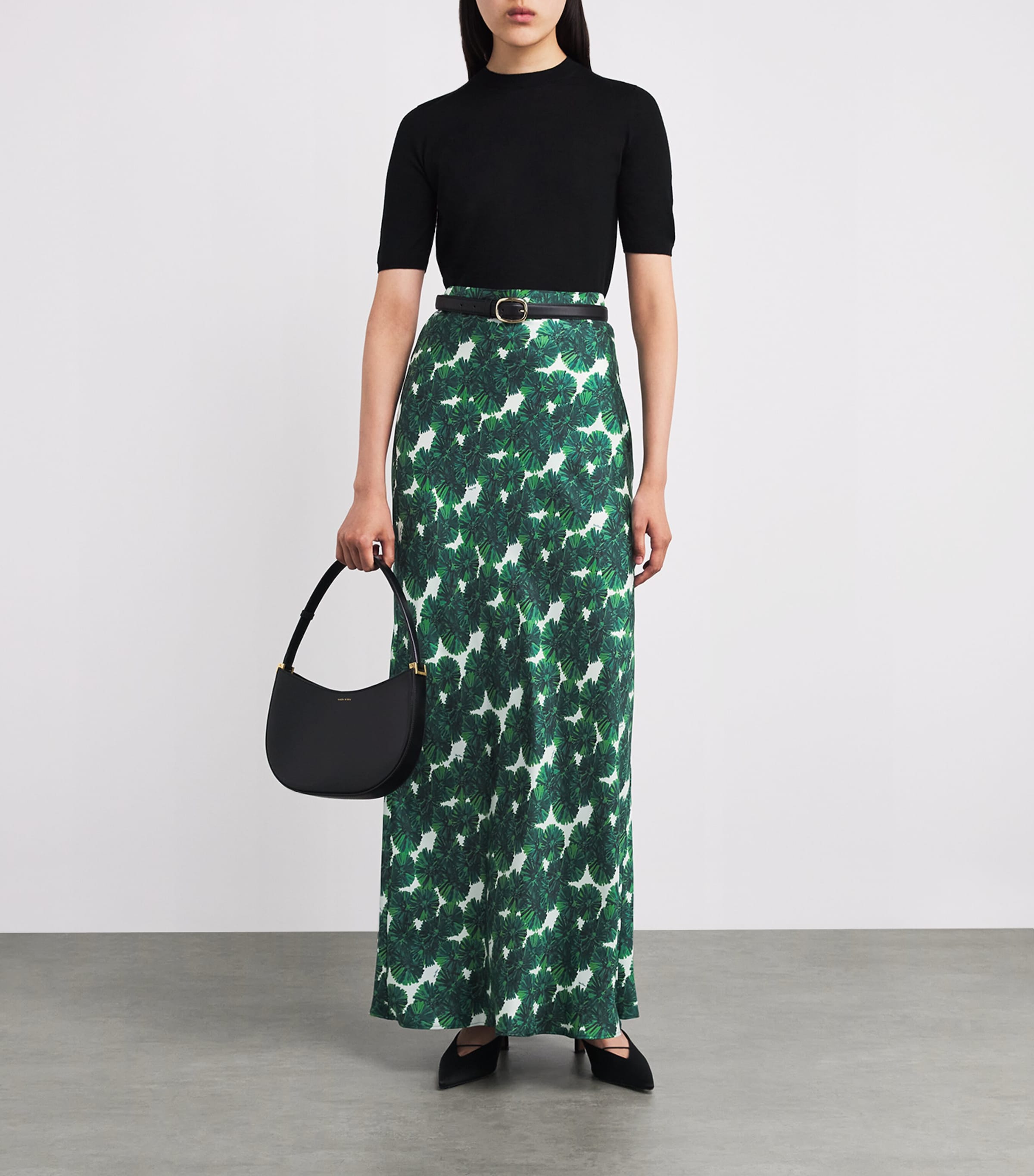 Silk Printed Maxi Skirt EMERALD Image 2