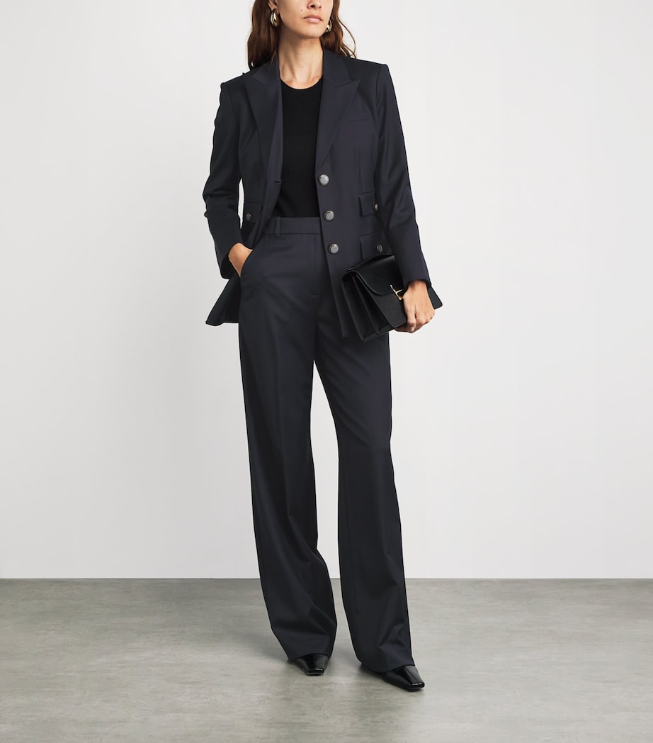 Wool-Blend Eaton Straight Trousers NAVY Image 2