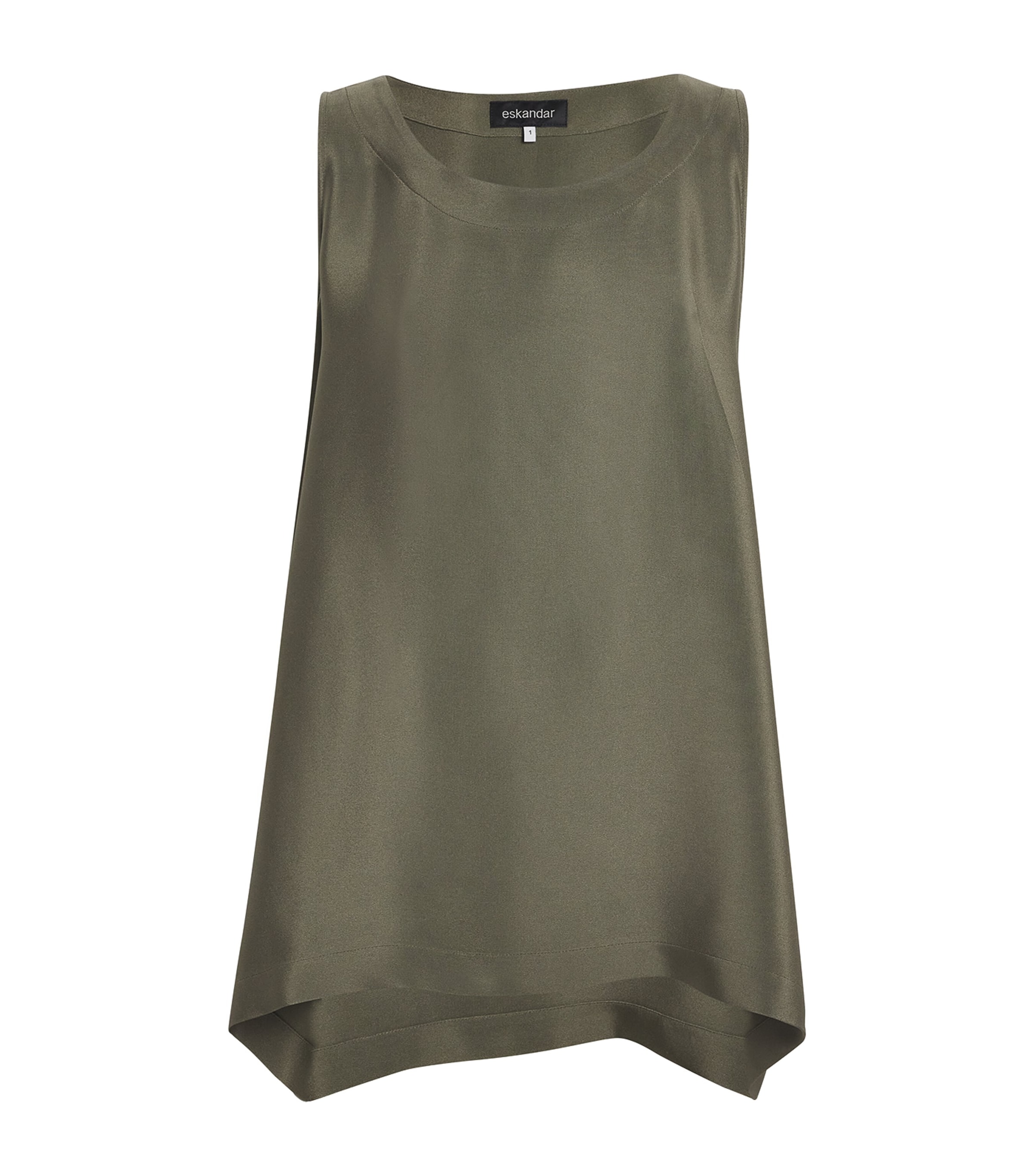 Eskandar Womens Silk A-Line Shell Top Olivdark Image 1