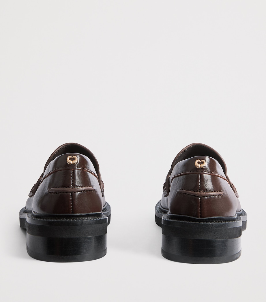 Maje Leather-Suede Penny Loafers Dark Brown Image 5