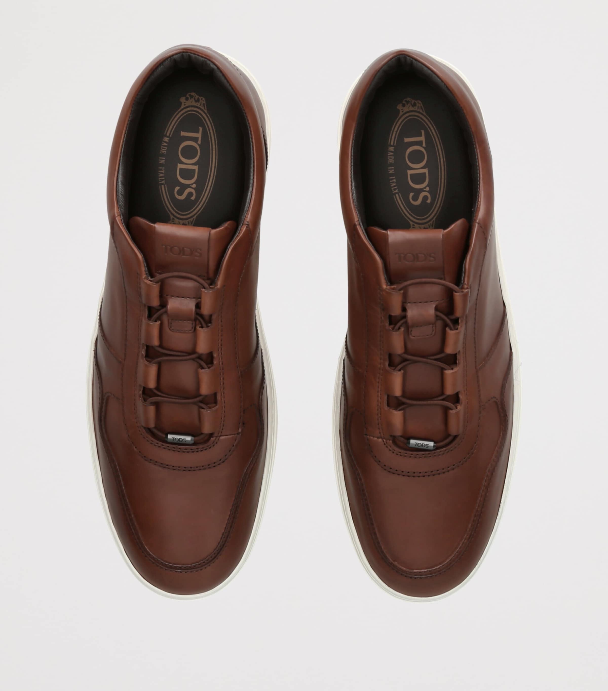Tod's Leather Elastic Cassetta Sneakers Dark Brown Image 3