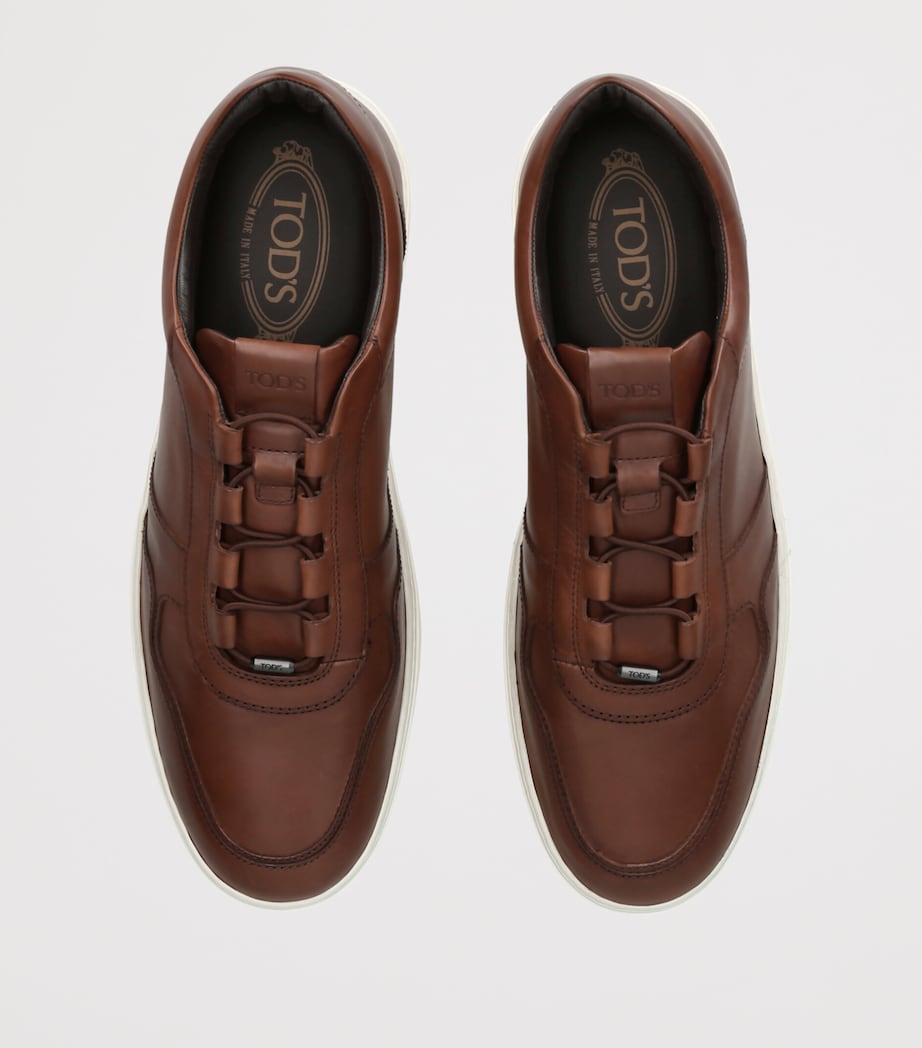Tod's Leather Elastic Cassetta Sneakers Dark Brown Image 3