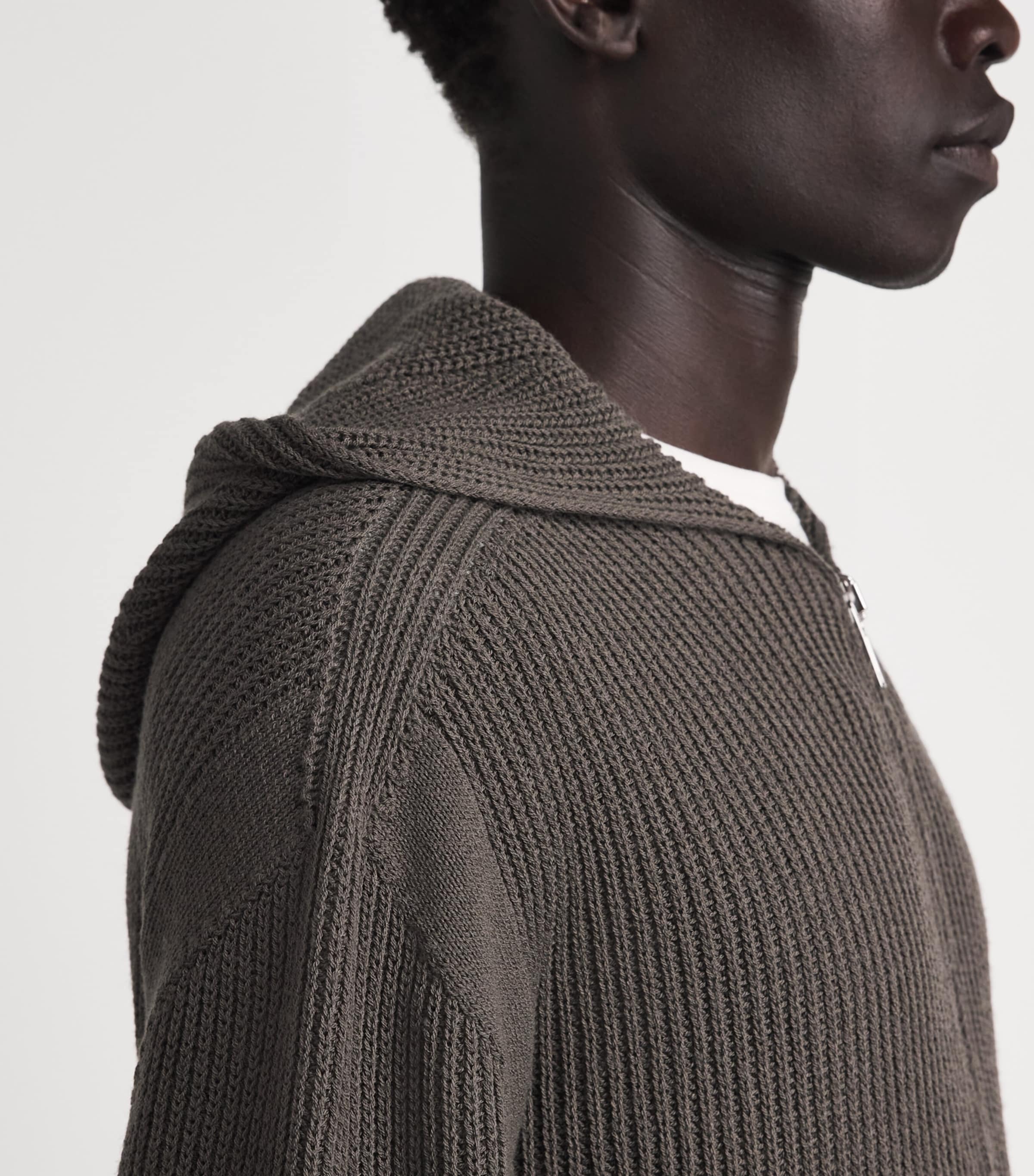 Rick Owens Mens Cashmere Zip-Up Hoodie Drk Dust Image 3
