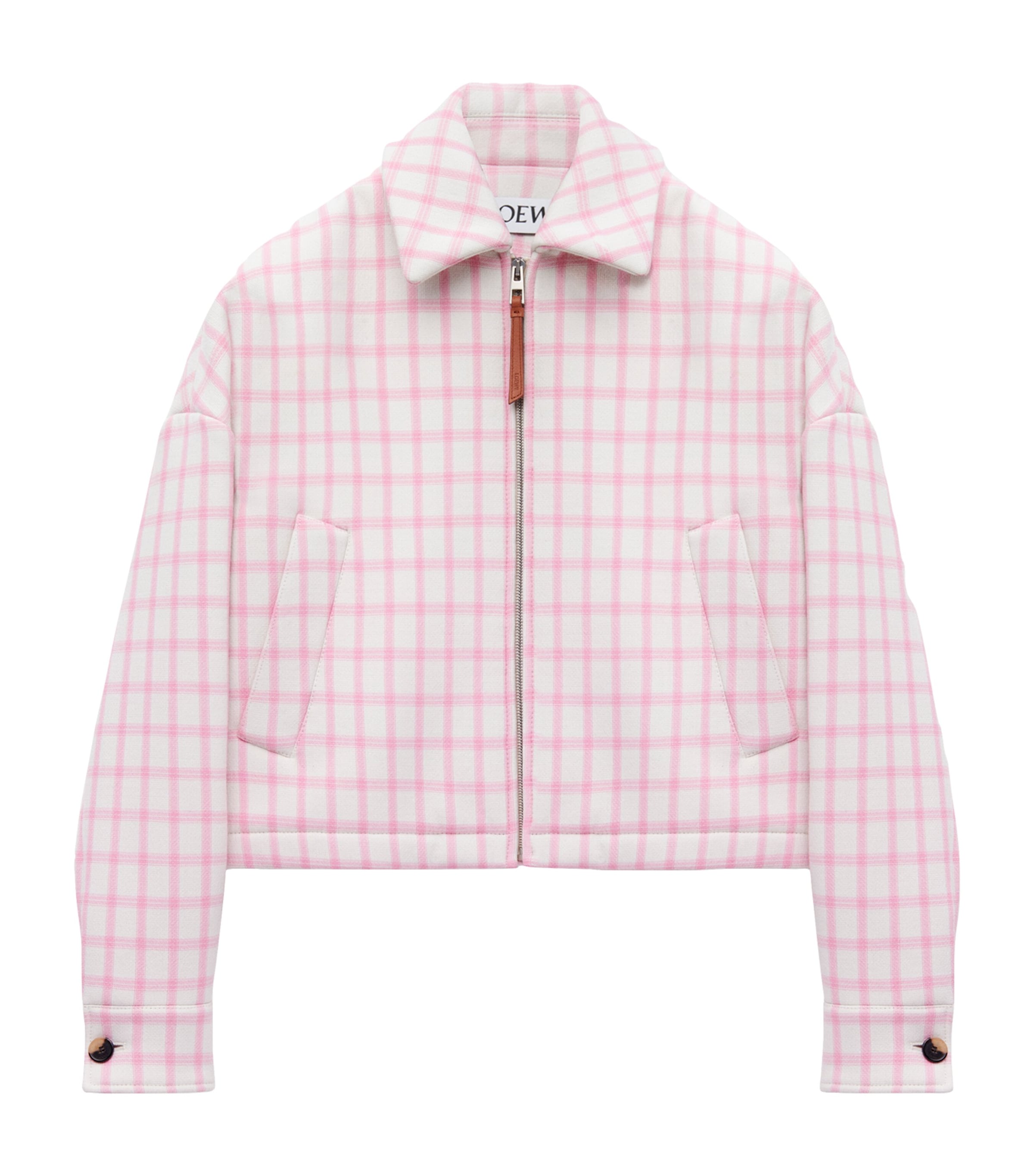 Wool-Blend Check-Print Jacket WHITE/PINK Image 1