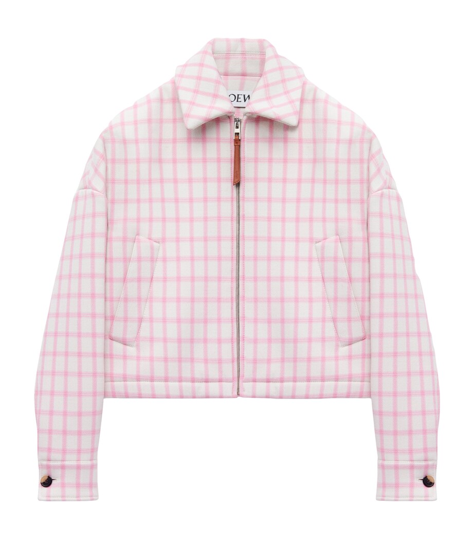 Wool-Blend Check-Print Jacket WHITE/PINK Image 1