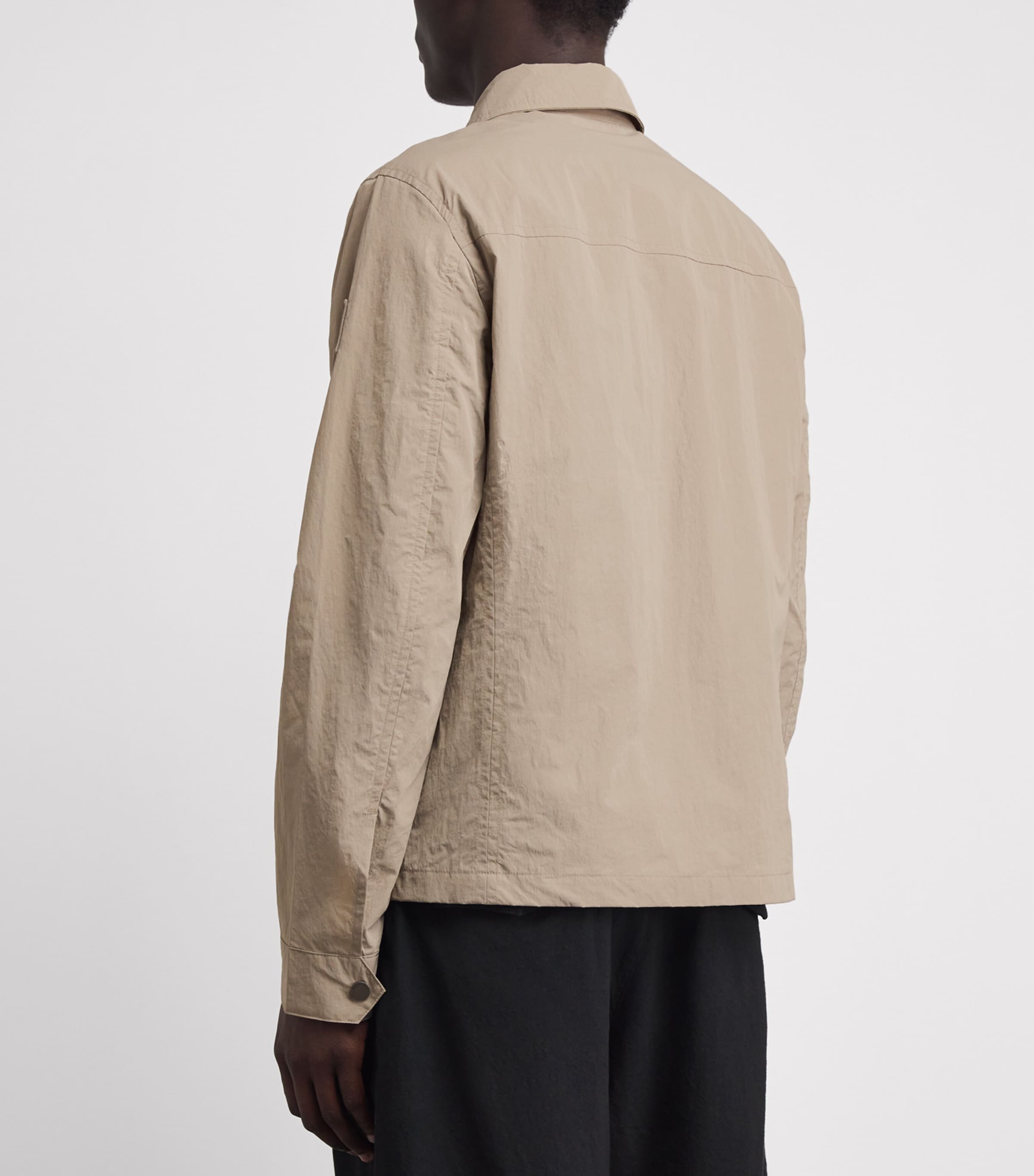 Belstaff Mens Gabardine Grid Overshirt Dark Sanddksnd Image 5