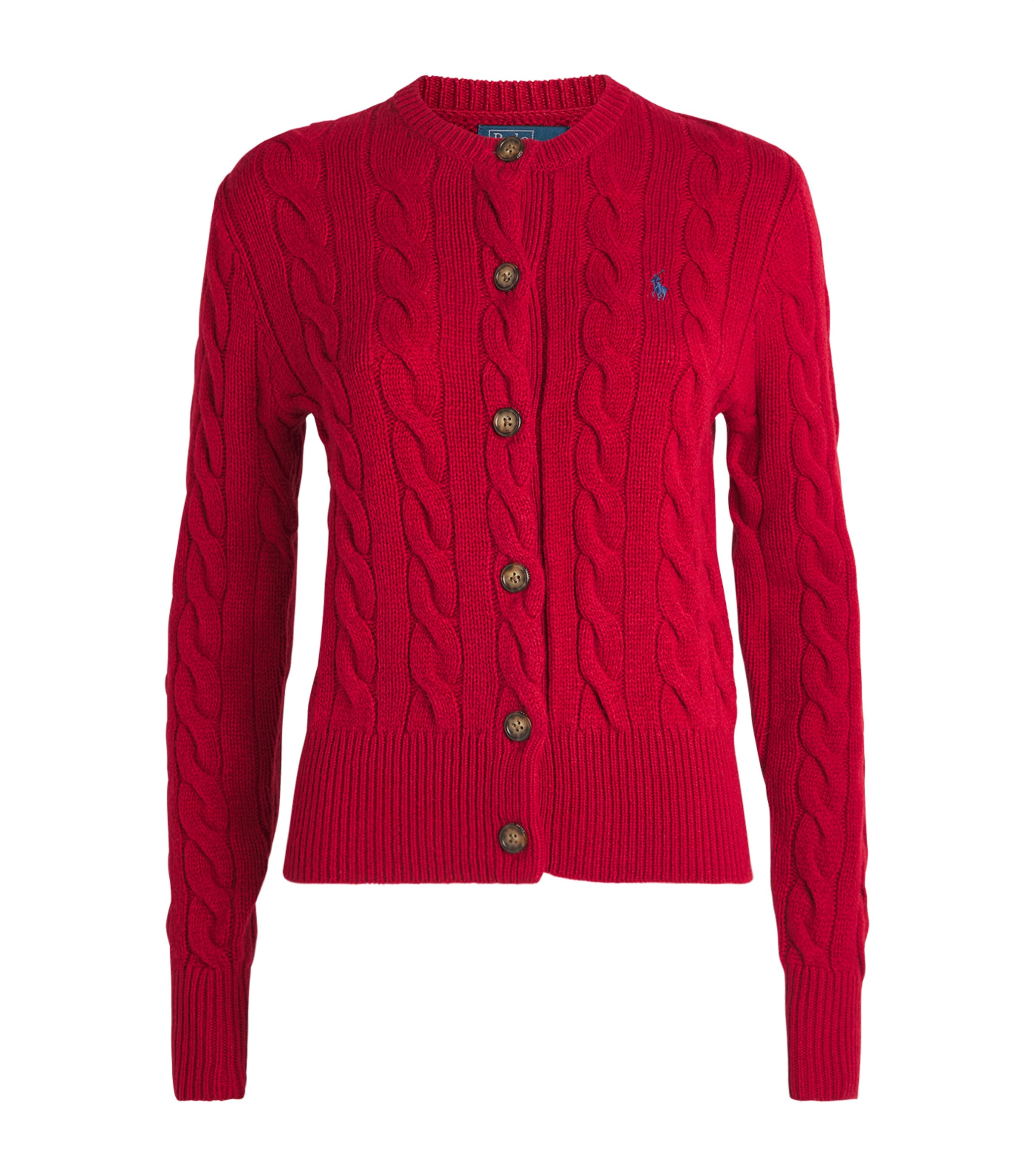 Wool-Cashmere Cable-Knit Cardigan FIRESIDE RED Image 1