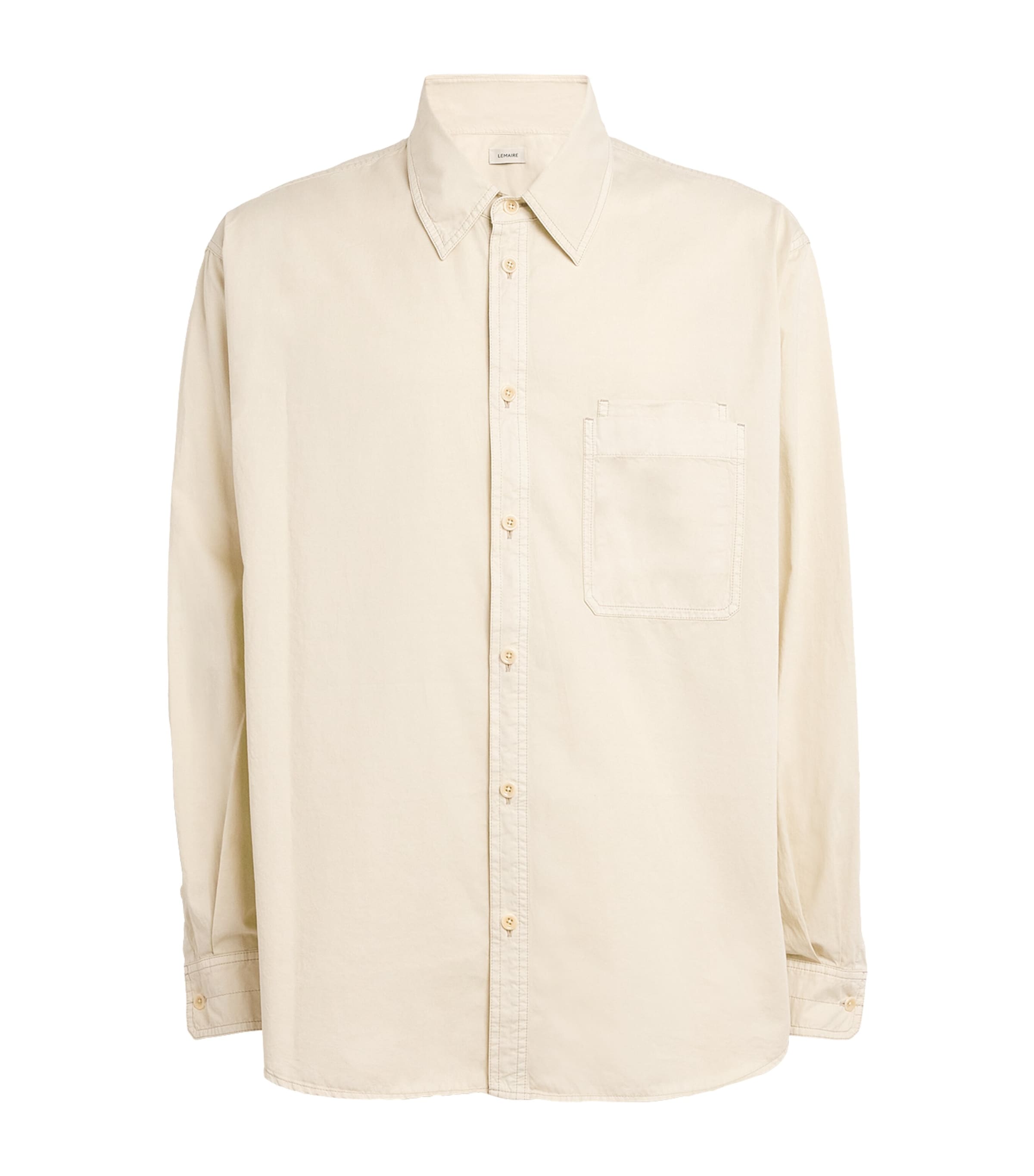 Shop Lemaire Satin Relaxed Workwear Shirt In Ivory