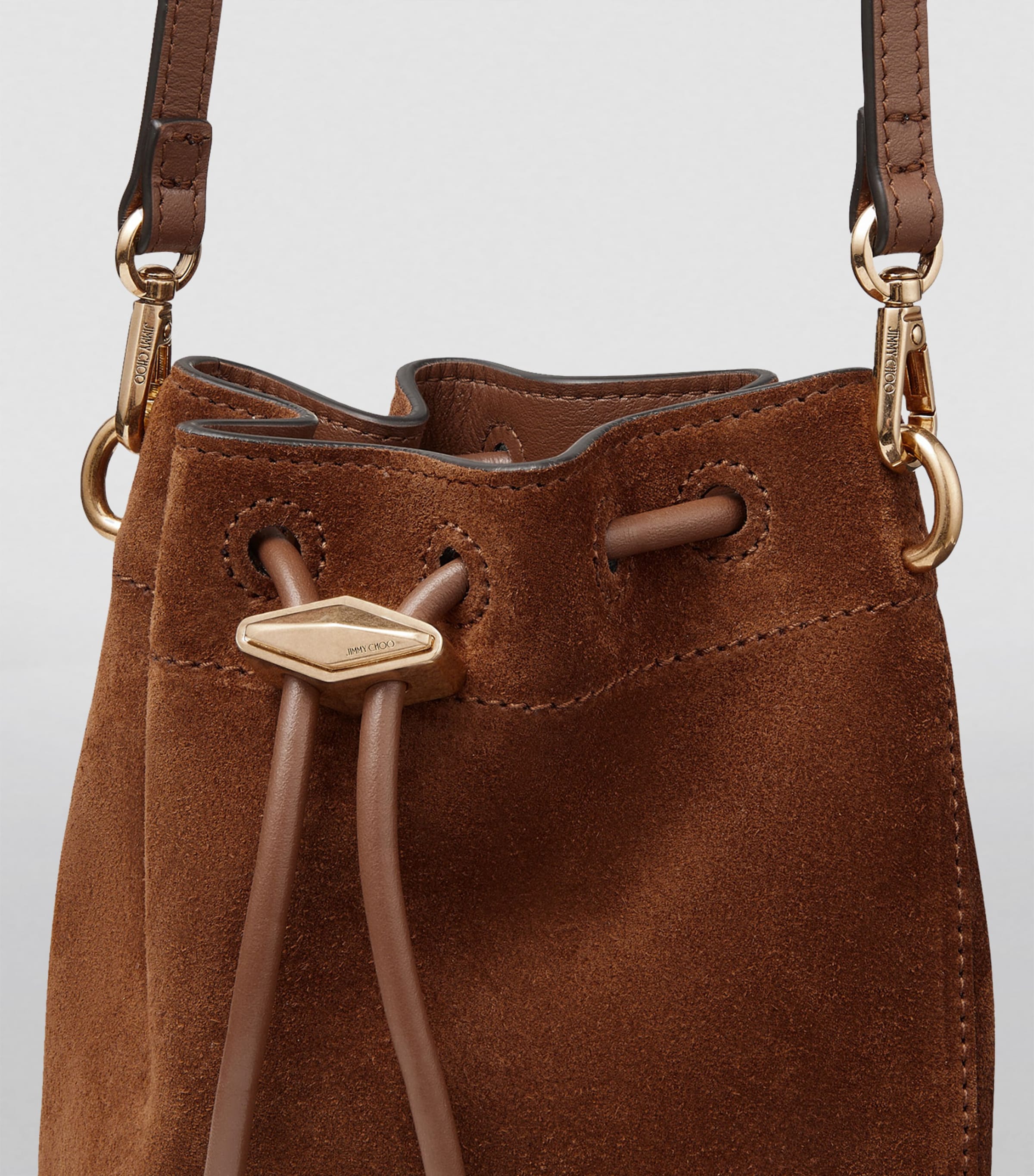 Mini Suede Cinch Bucket Bag TAN/GOLD Image 5