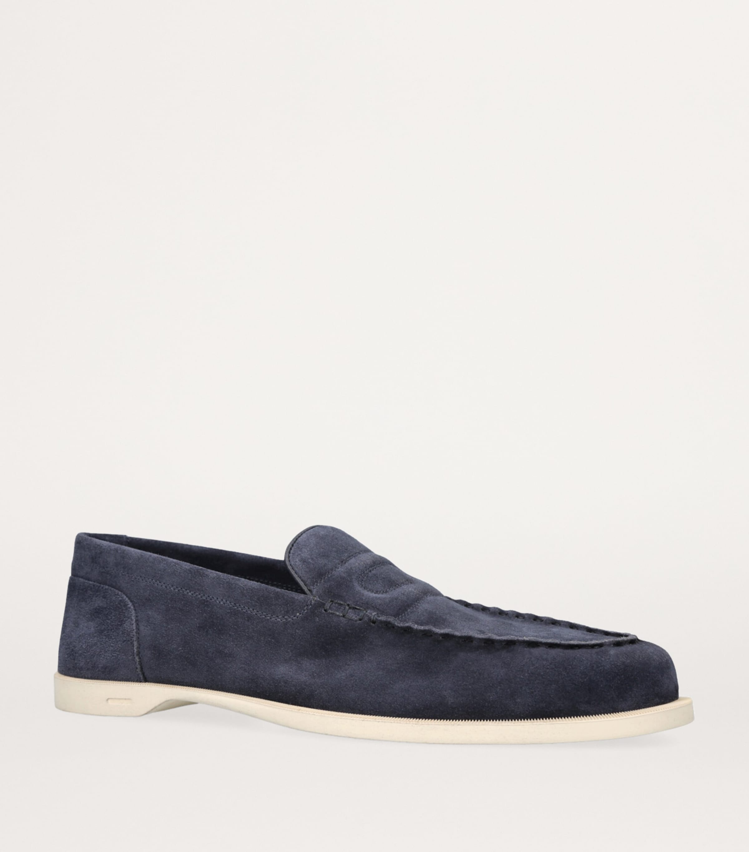 John Lobb Suede Pace Loafers Navy Image 3