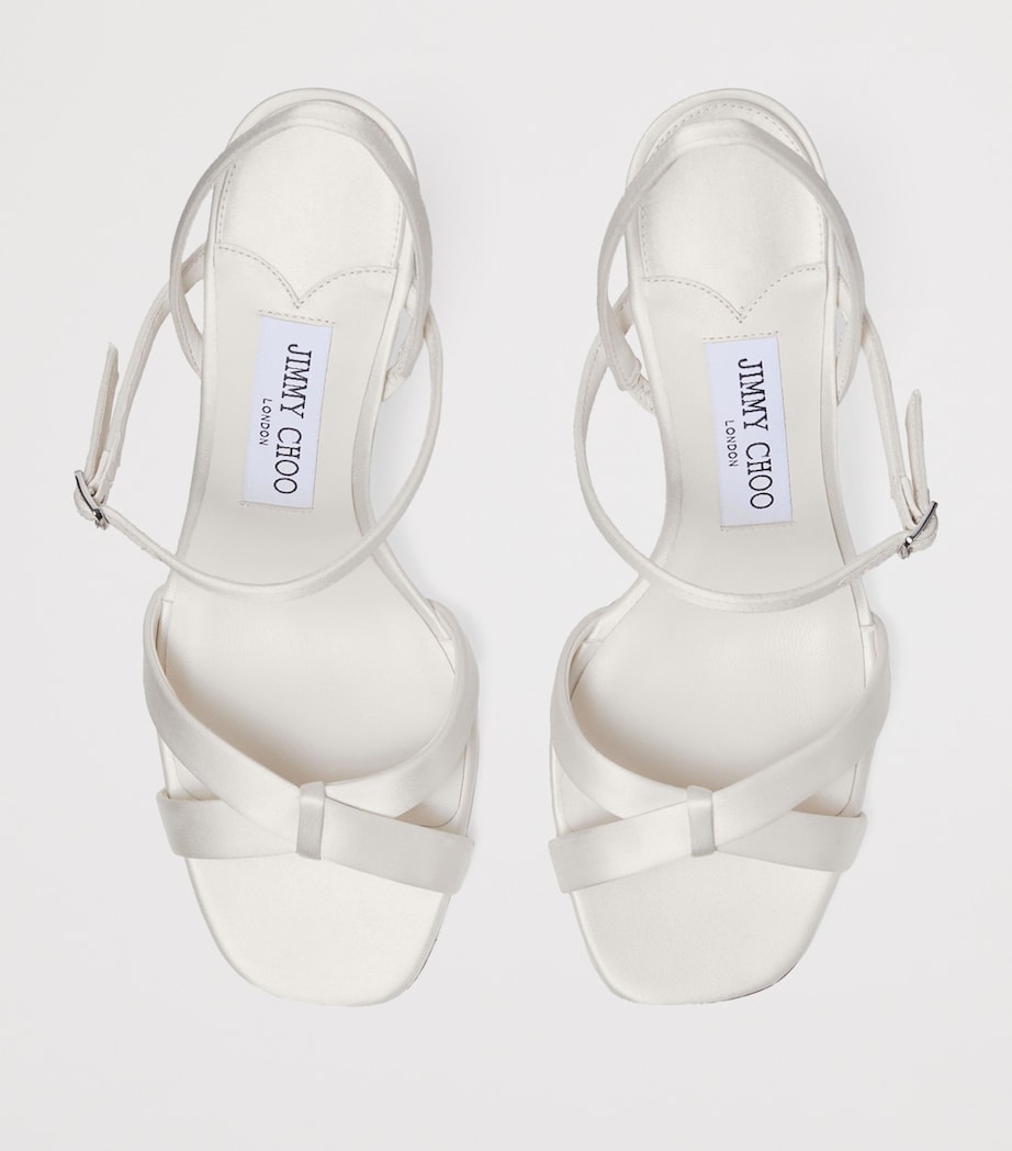 Jimmy Choo Elsy 85 Satin Heeled Sandals Ivory Image 5
