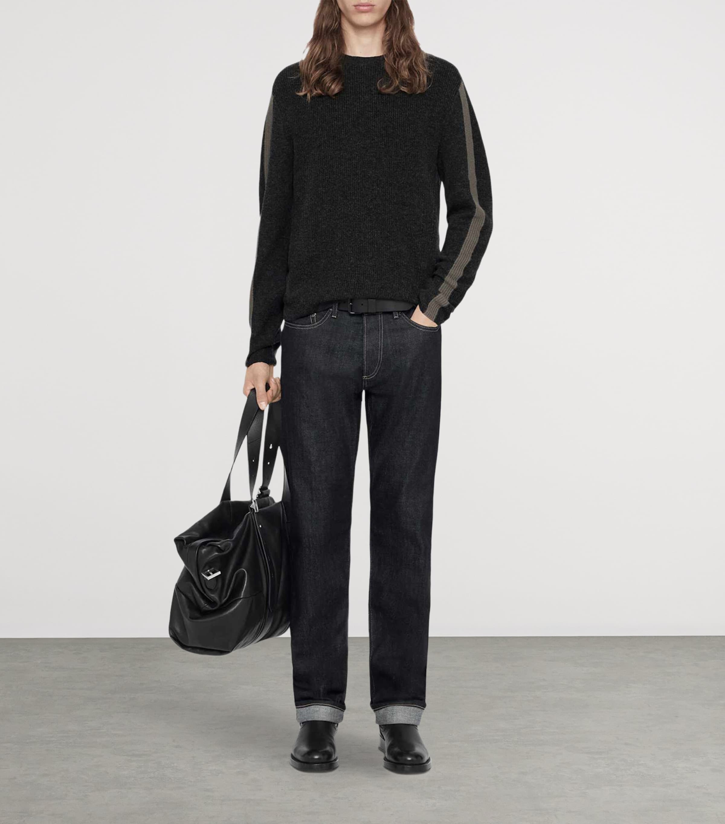 AllSaints Mens Merino Wool Hawke Sweater Charcoal Grey Image 2