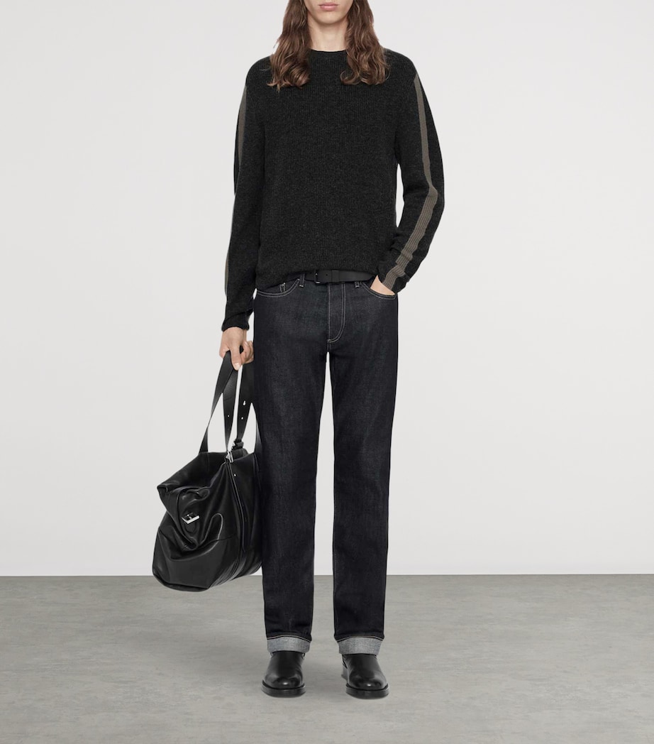 AllSaints Mens Merino Wool Hawke Sweater Charcoal Grey Image 2