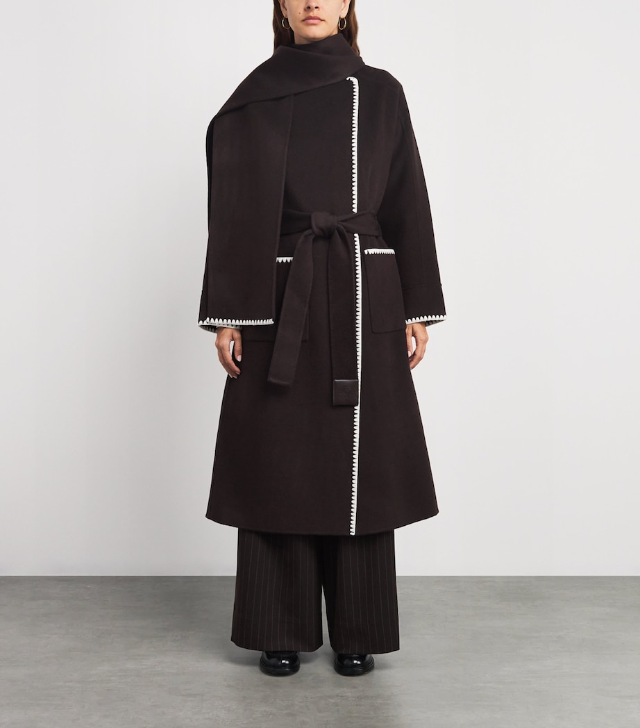 Wool-Blend Wrap Coat DARK BROWN Image 3