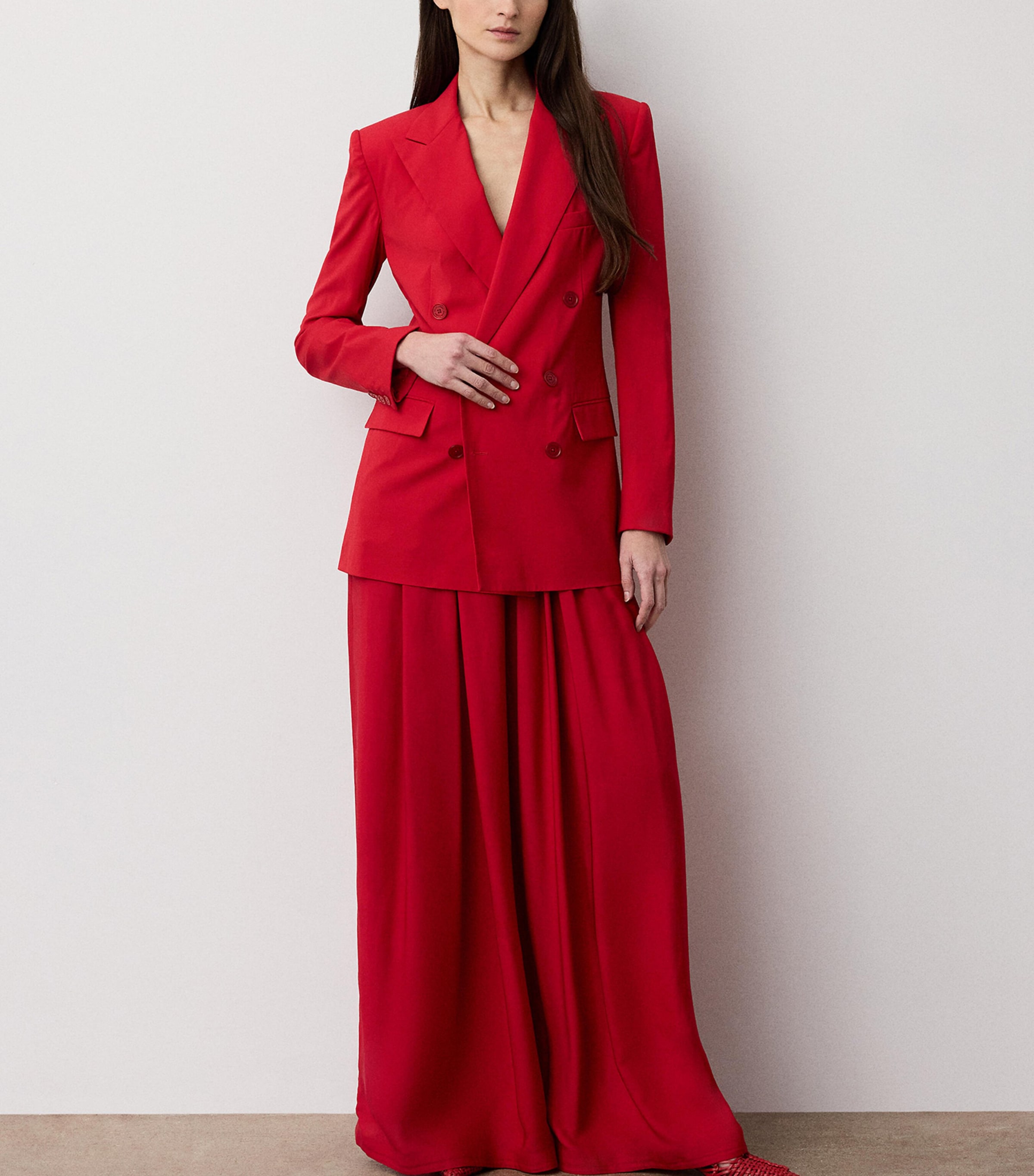 Ralph Lauren Collection Womens Satin Vannesa Wide-Leg Trousers Bright Red Image 2