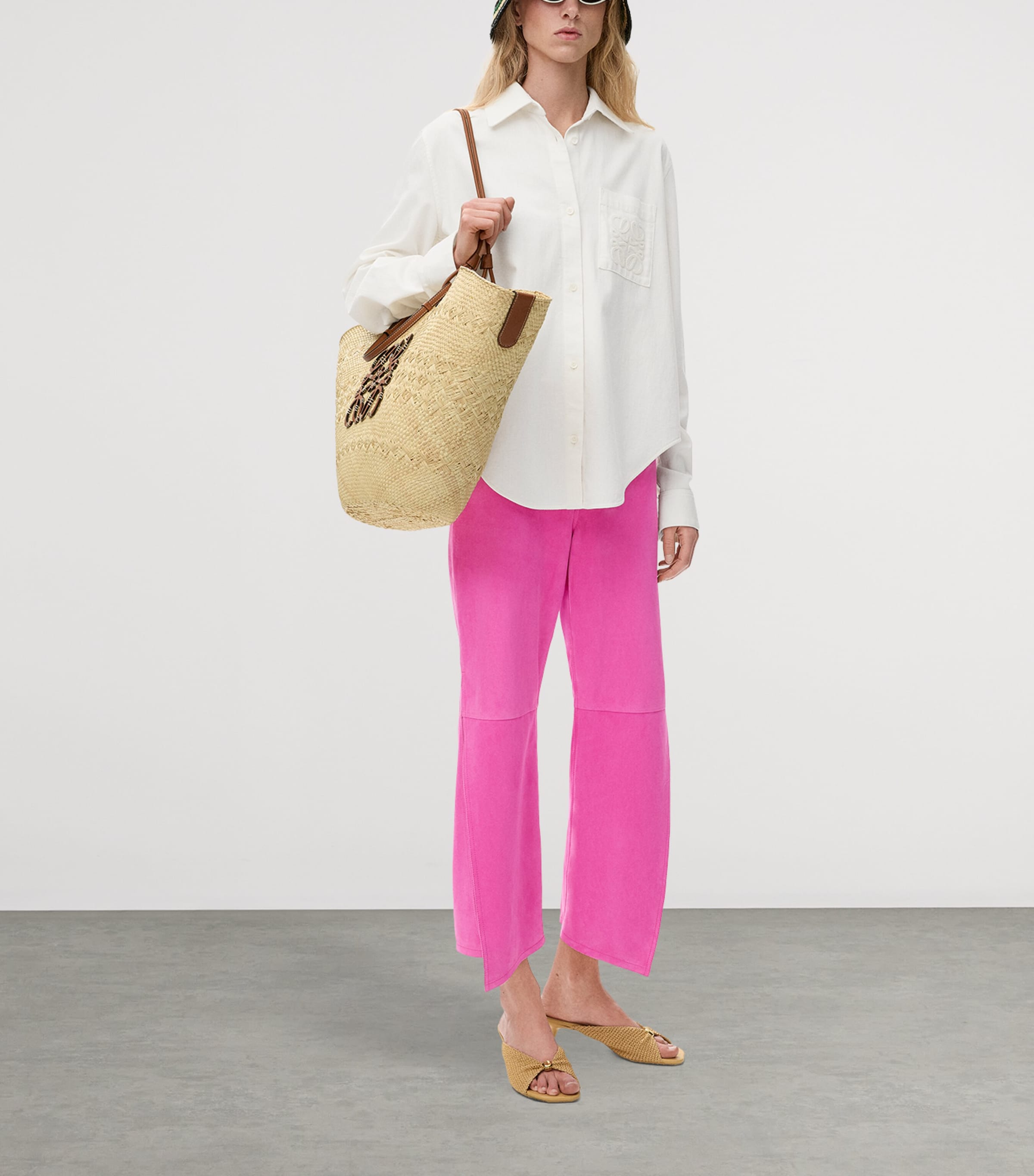 LOEWE Womens x Paula's Ibiza Cotton-Blend Anagram Shirt White Image 2