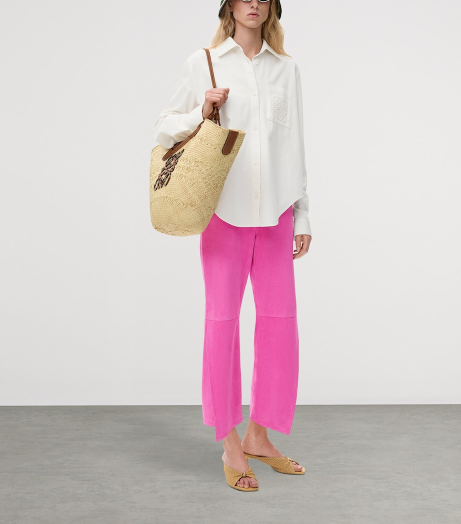 LOEWE Womens x Paula's Ibiza Cotton-Blend Anagram Shirt White Image 2