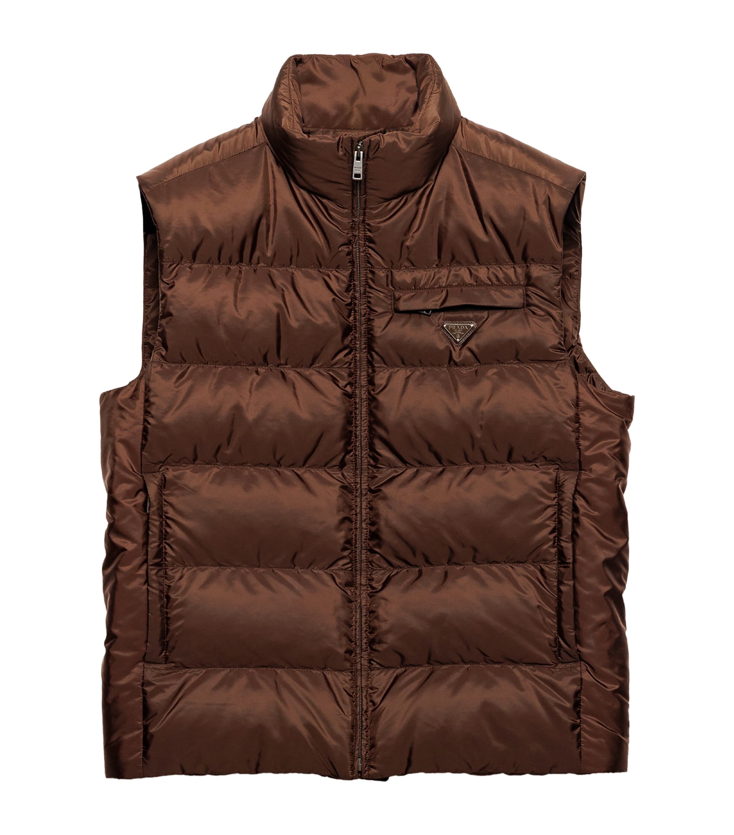 Prada Brown Re-Nylon Gilet | Harrods UK