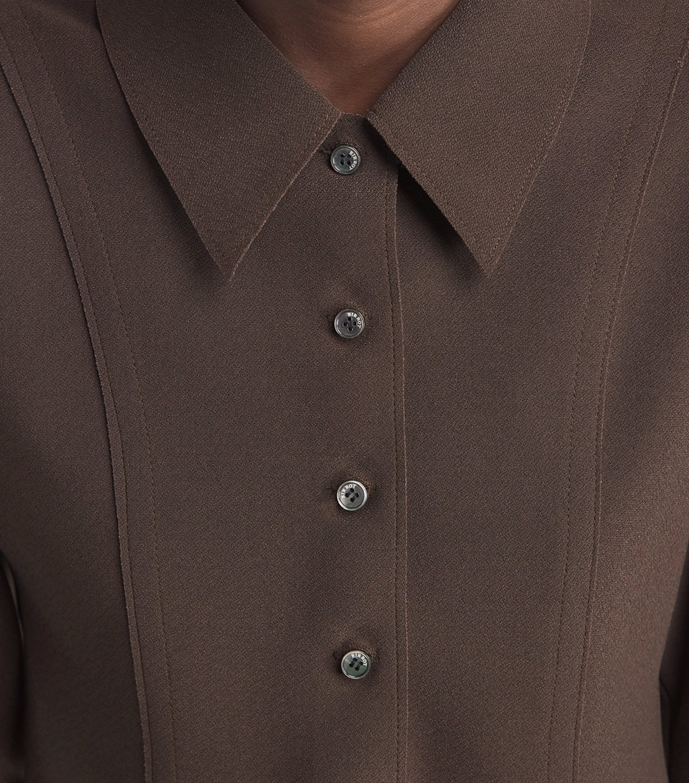 Birrot Womens Lay 2 Fitted Shirt Cocoa Brown Image 3