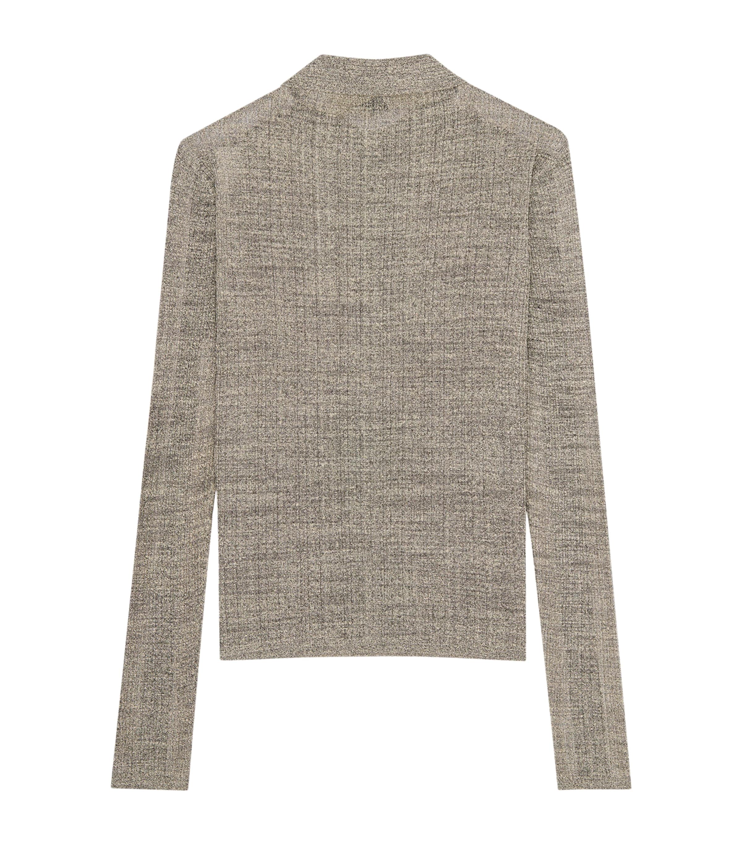 Linen-Blend Long-Sleeve Polo Shirt 1095 Image 2