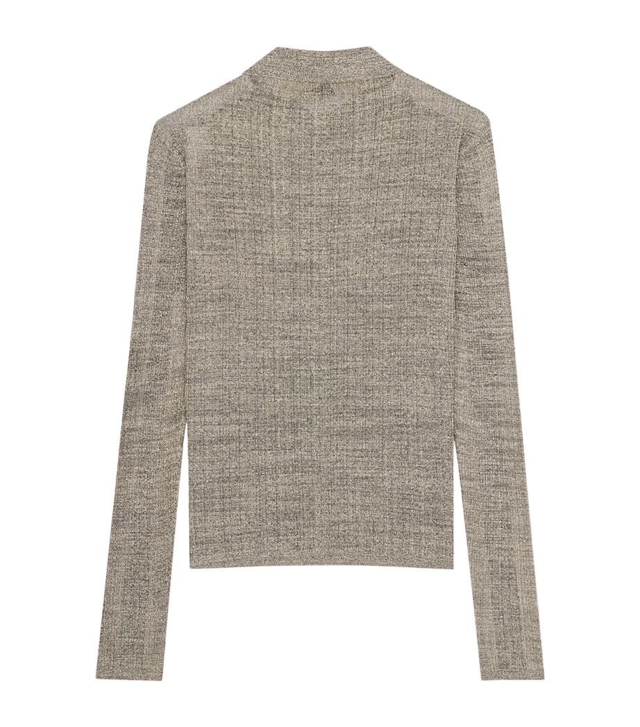 Linen-Blend Long-Sleeve Polo Shirt 1095 Image 2