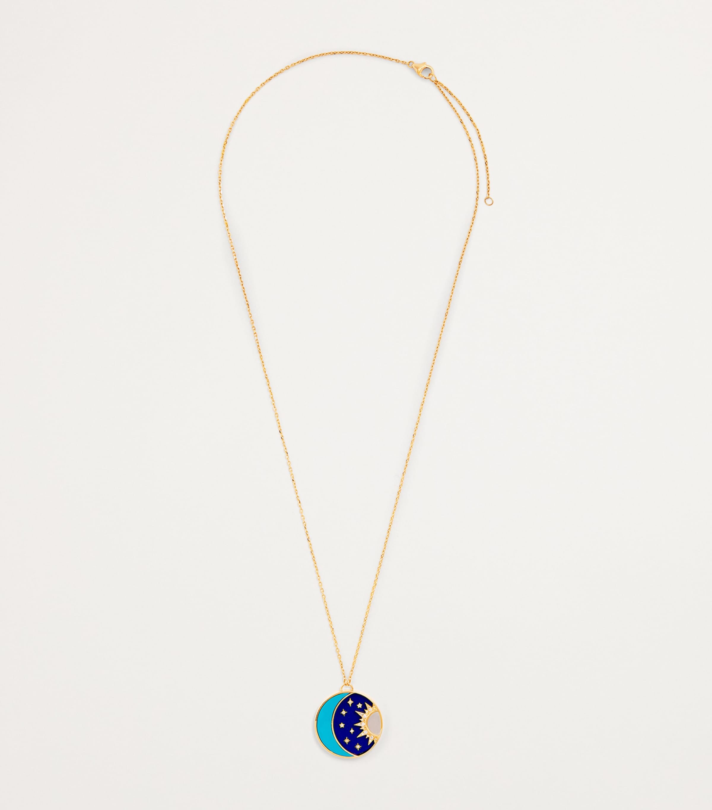Yellow Gold, Diamond, Lapis and Turquoise Cosmic Love Necklace YELLOW GOLD Image 3