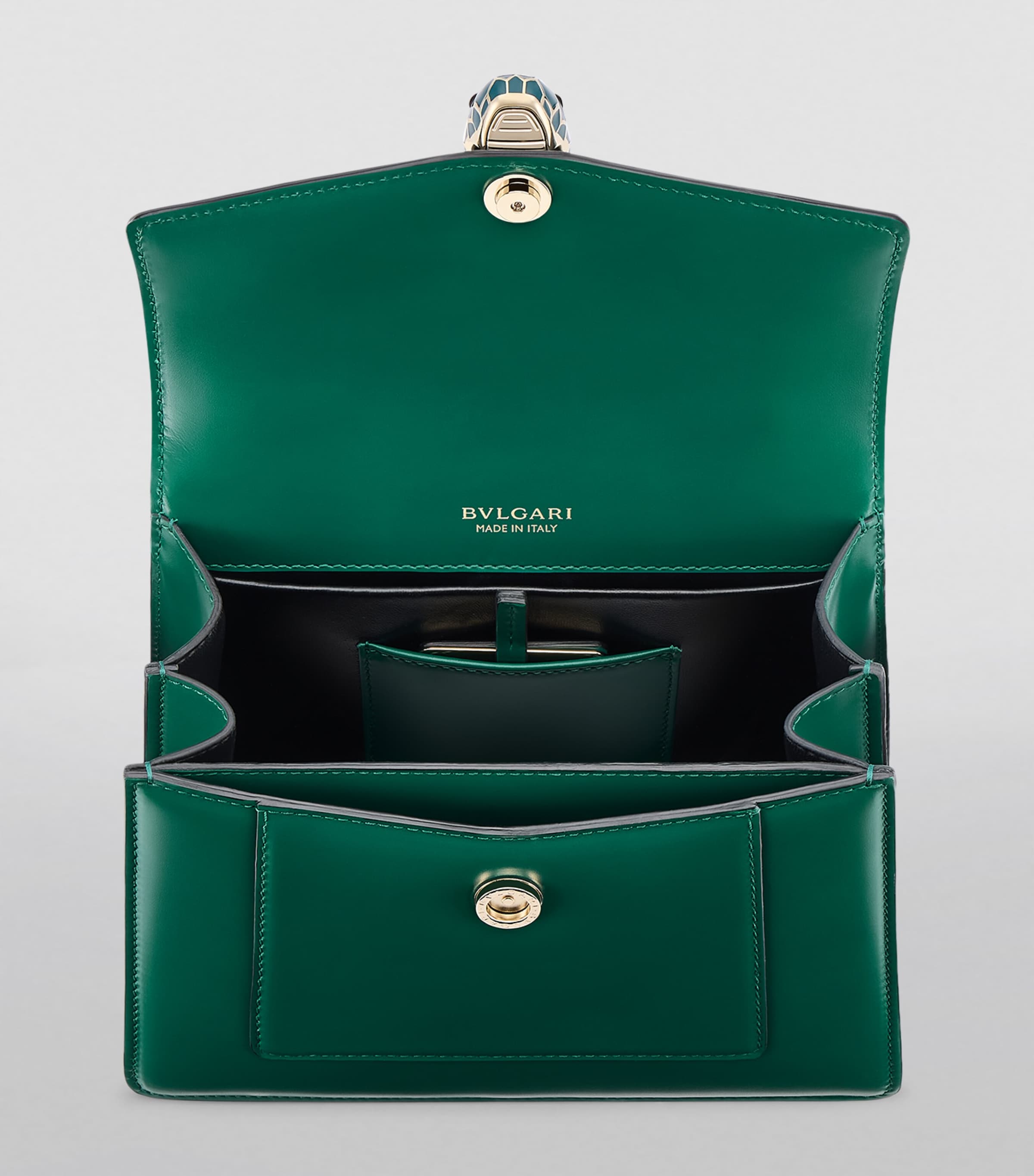 Leather Serpenti Forever Top-Handle Bag GREEN LIGHT Image 4