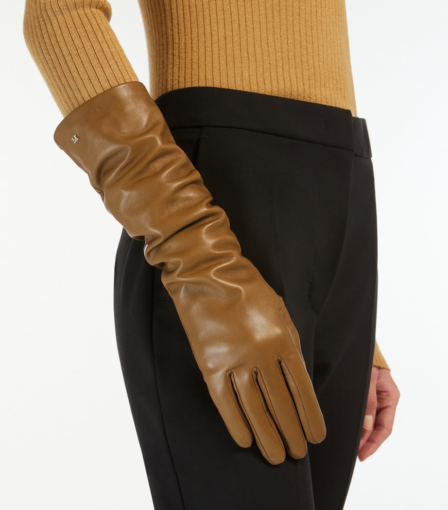 Max Mara Leather Afidee Glvoes Tobacco Image 2
