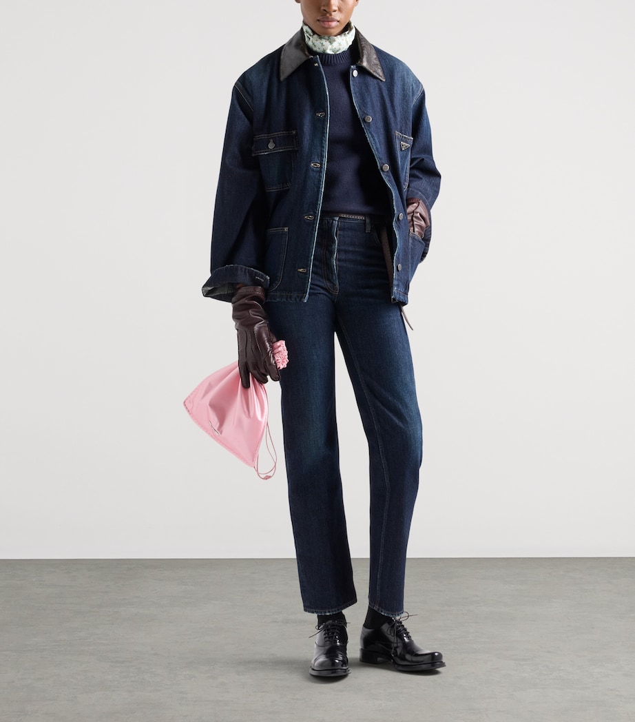 Prada Womens High-Waist Straight Jeans Blue Image 2