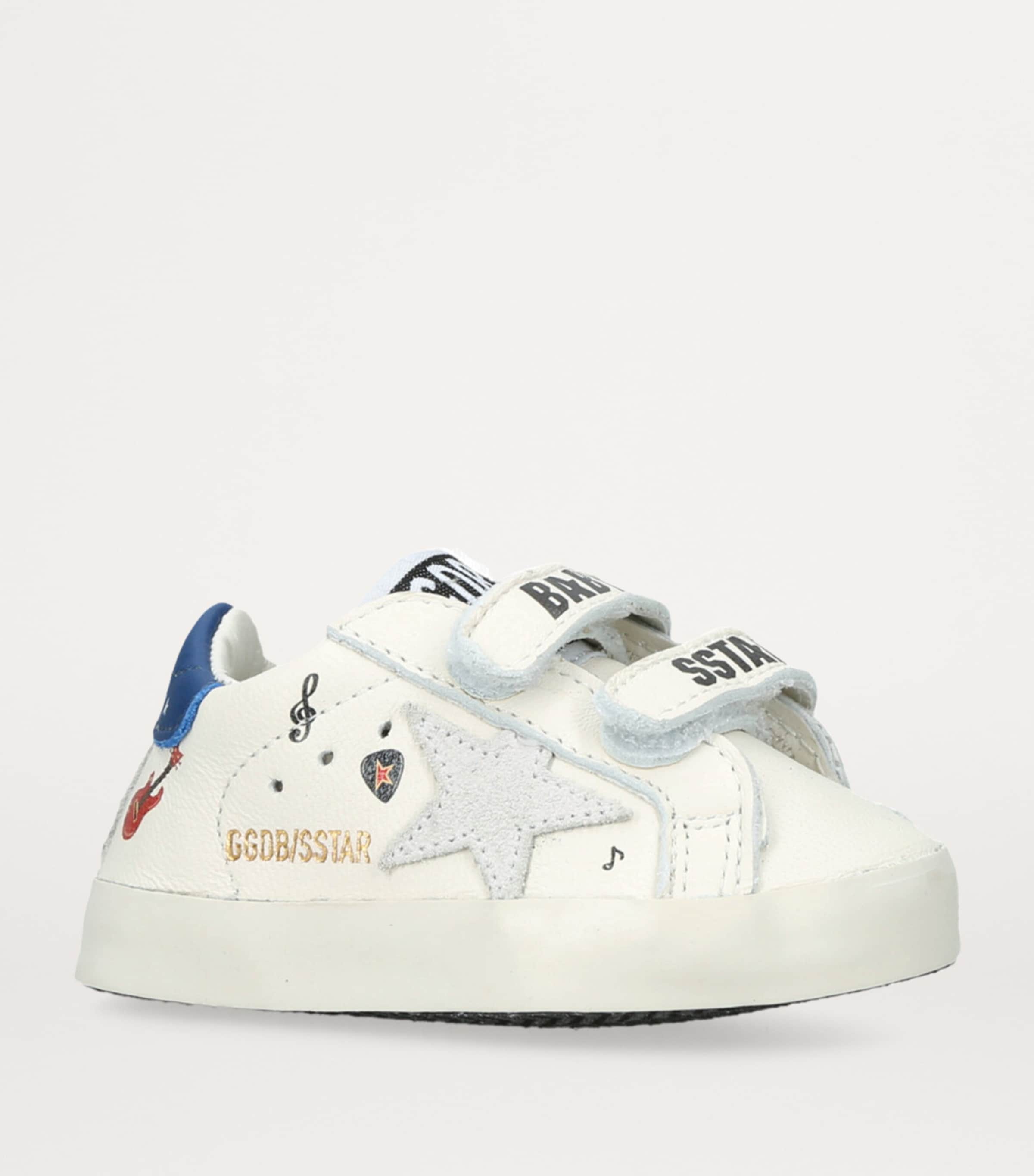 Leather Baby School Sneakers WHITE/NAVY Image 3