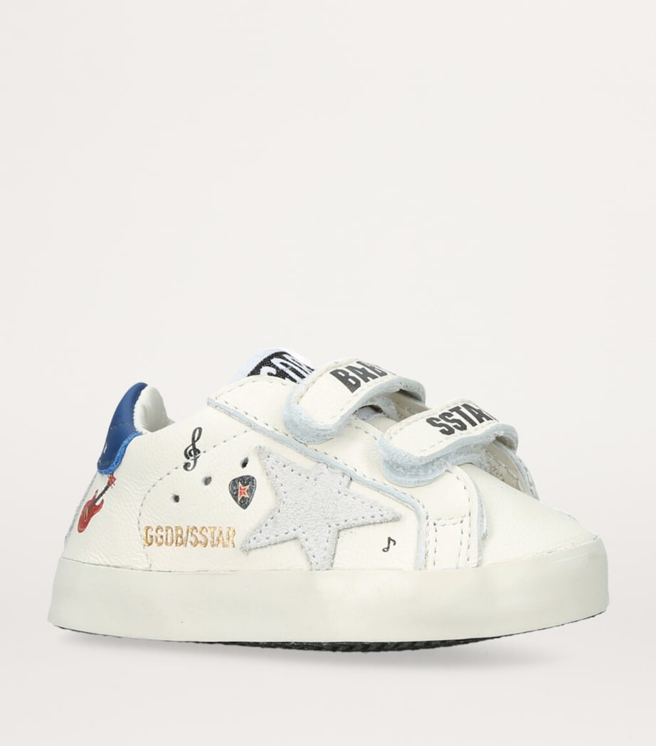 Leather Baby School Sneakers WHITE/NAVY Image 3
