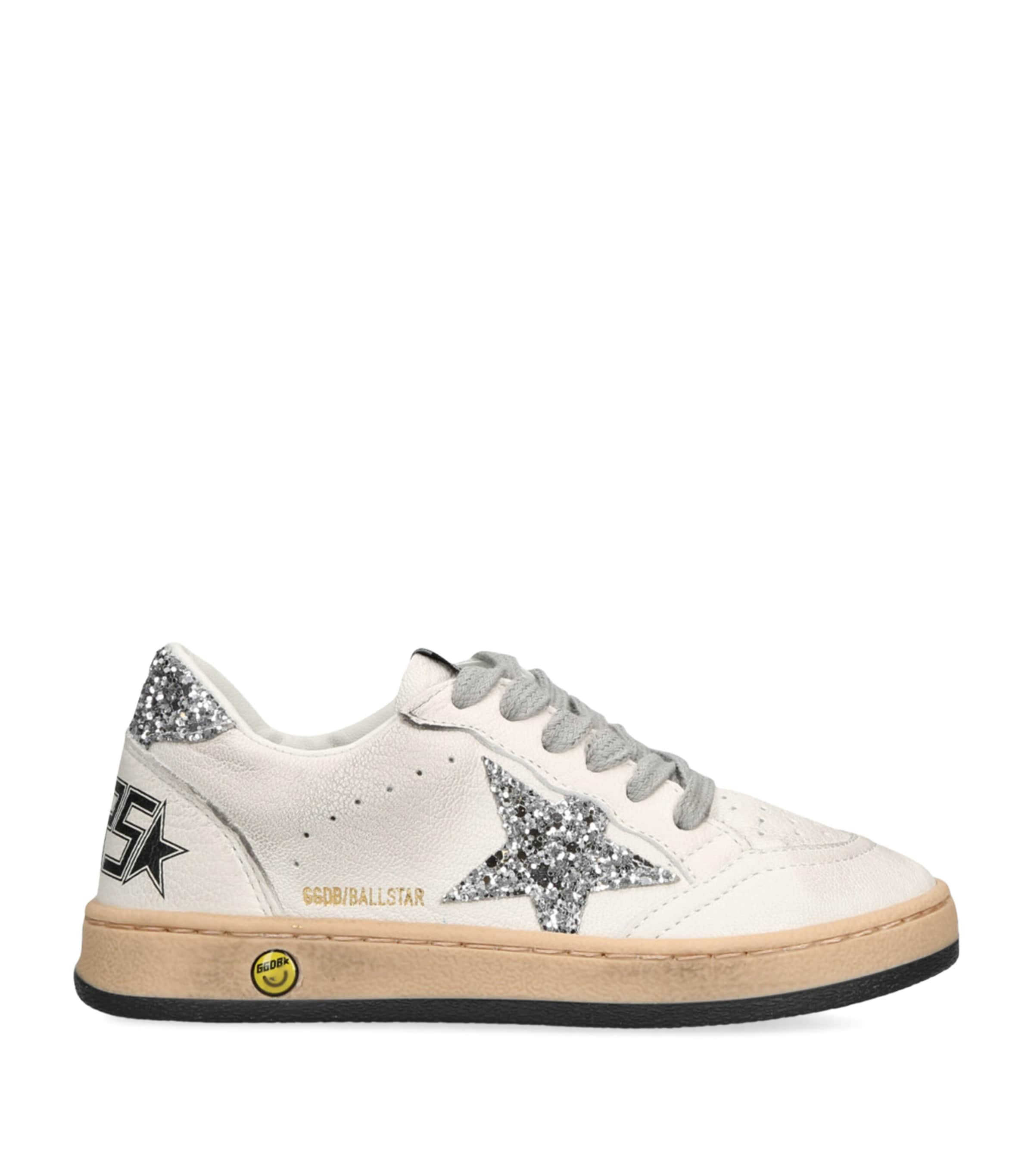 Golden Goose Girl's Ballstar Glitter Dual-grip Sneakers, Kids In White