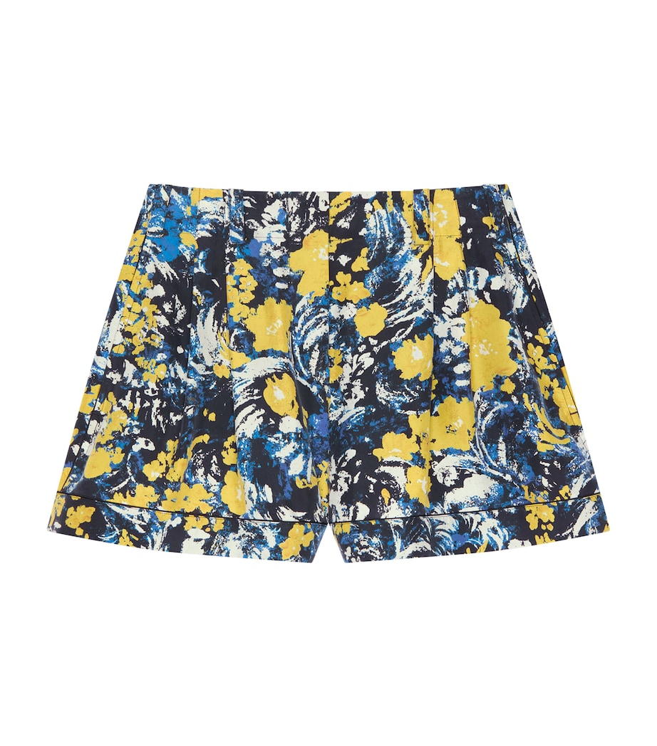 Patterned High-Rise Tailored Shorts BLUE/YELLOW Image 1