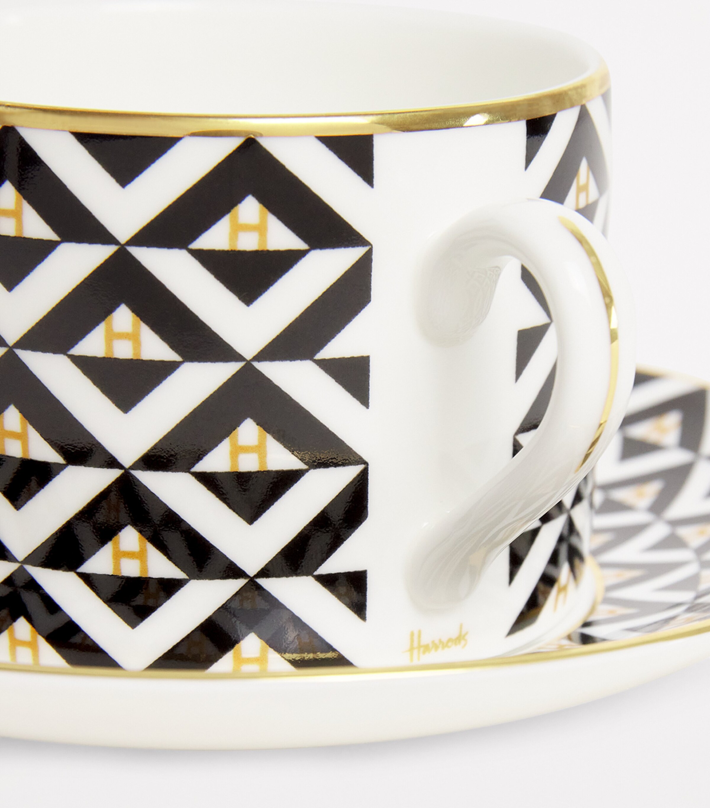 Harrods Geometric Tea Cup and Saucer Set Image 4