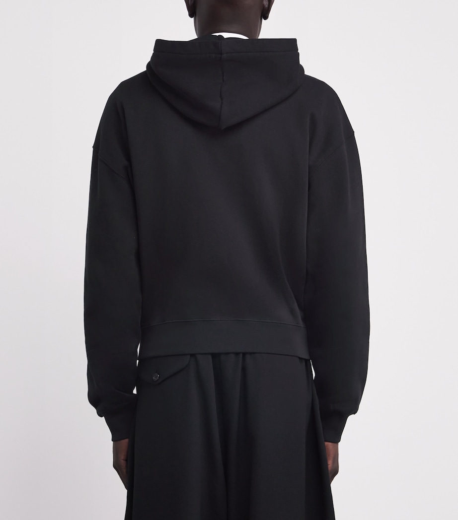 Cotton Grosgrain Zip-Up Hoodie 990-BLACK Image 4