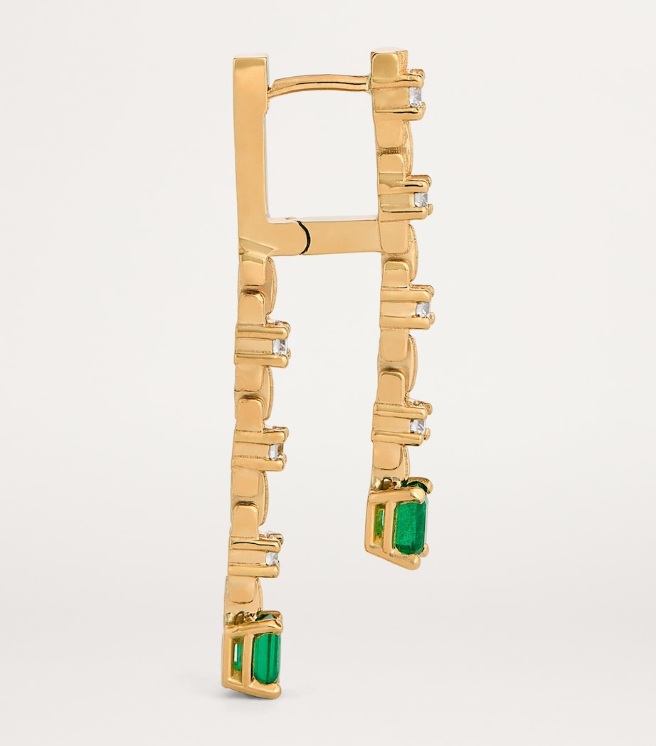 Small Yellow Gold, Diamond and Emerald Pirouette Strand Earrings YELLOW GOLD Image 4