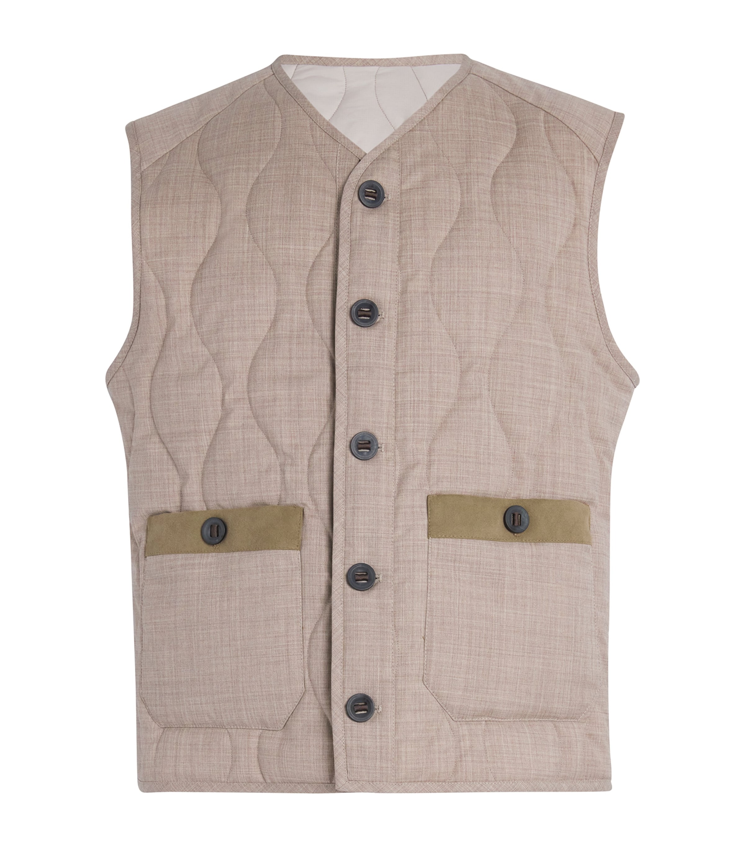 Sease Wool Quilted Gilet In Beige