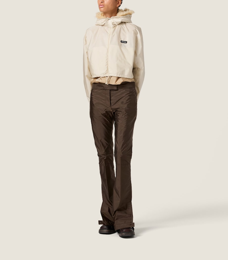Miu Miu Womens Technical Fabric-Shearling Jacket Neutral Image 2