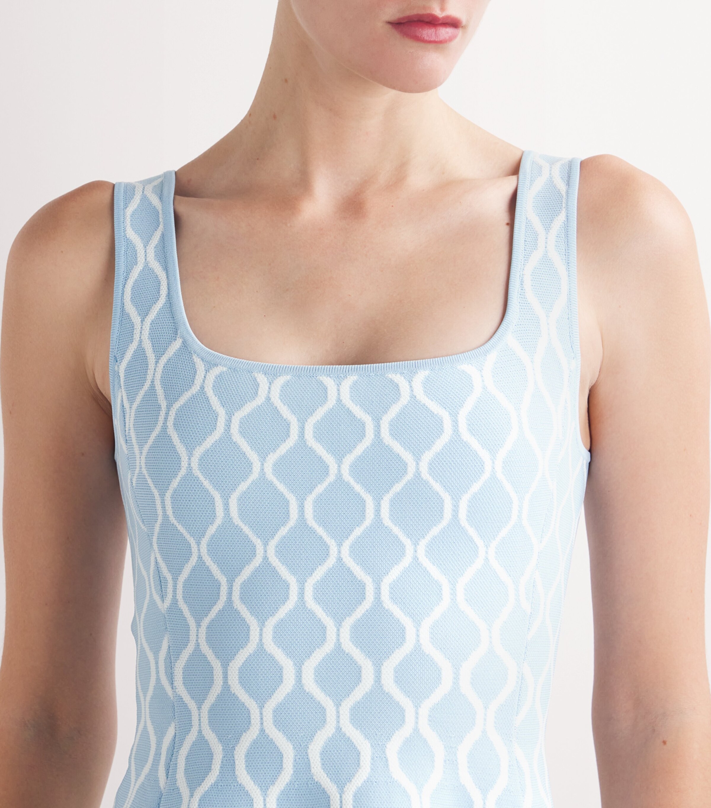 Maje Womens Jacquard Mini Dress Blue/white Image 6