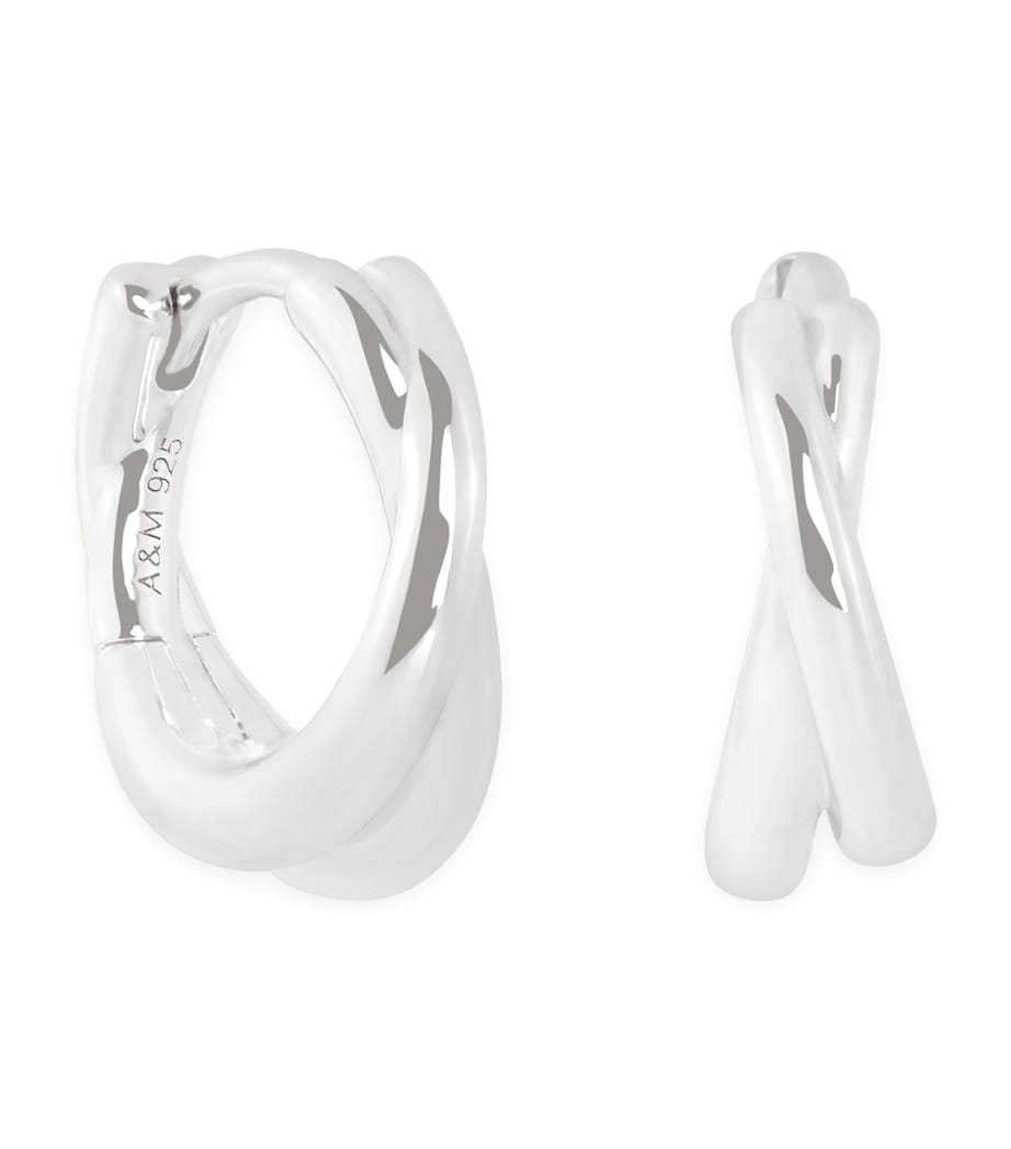Astrid & Miyu Silver Crossover Illusion Huggie Earrings Silver Image 1