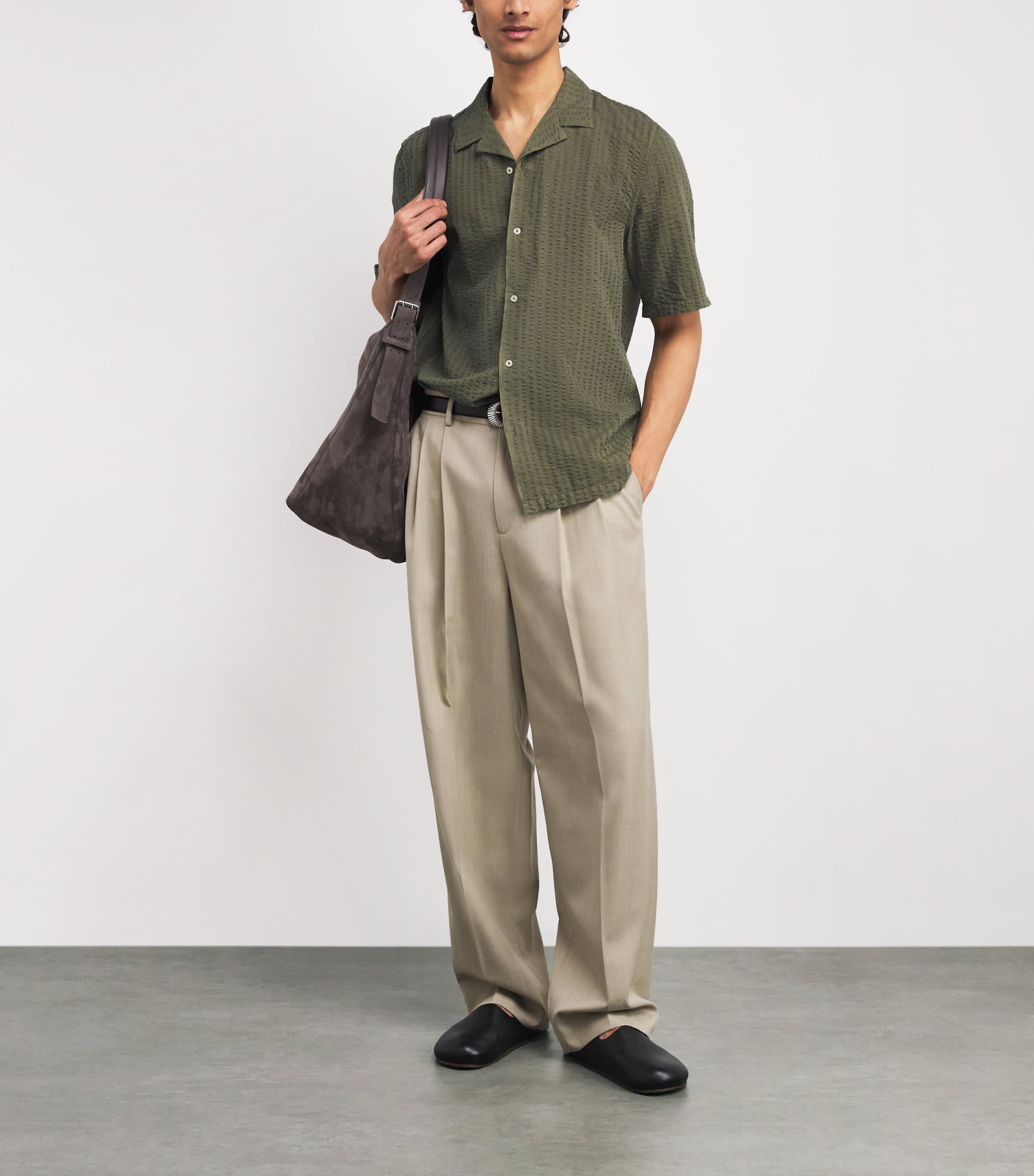 Seersucker Eren Shirt BURNT OLIVE Image 2