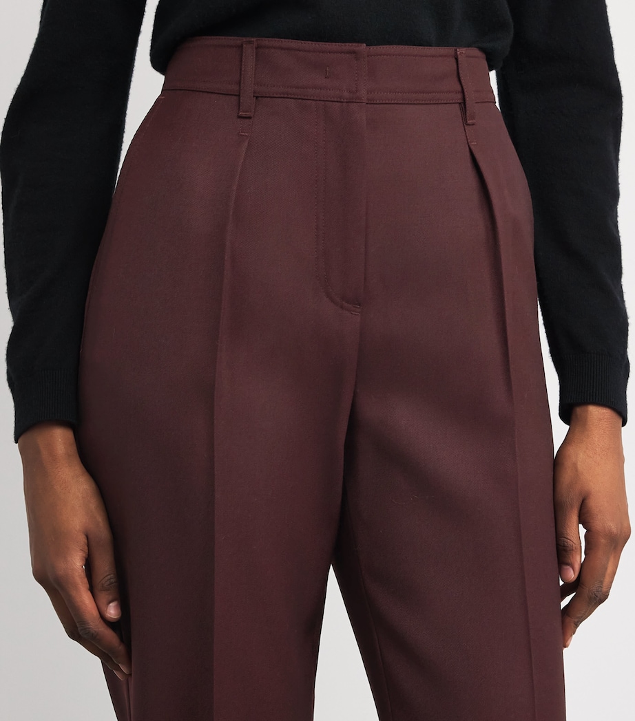 Virgin Wool Straight Trousers CHERRY Image 6