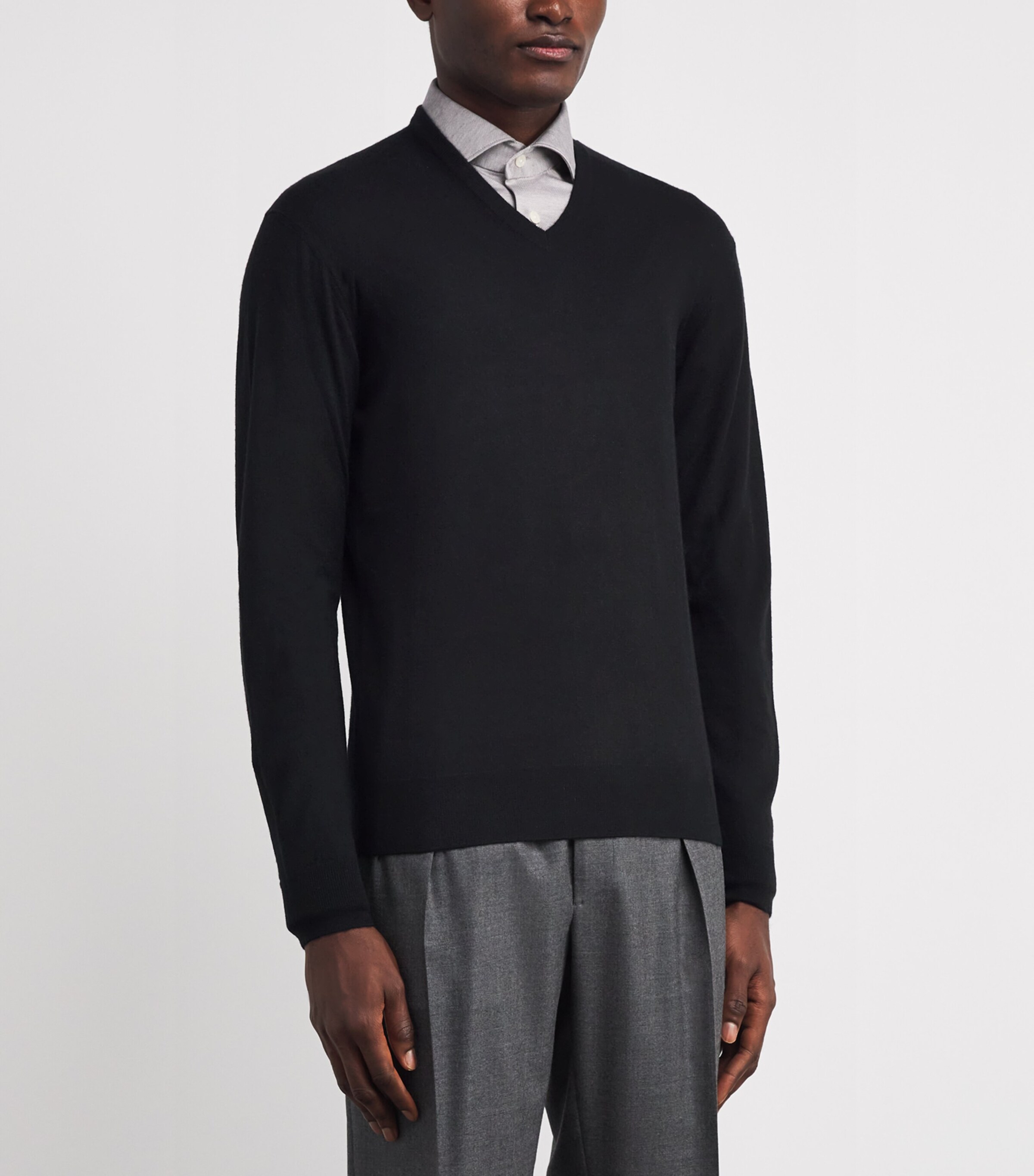Ralph Lauren Purple Label Mens Cashmere V-Neck Sweater Black Image 3
