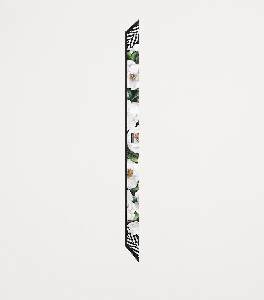 Dolce&Gabbana Silk Gardenia Print Skinny Scarf Gardenia/nero Image 2