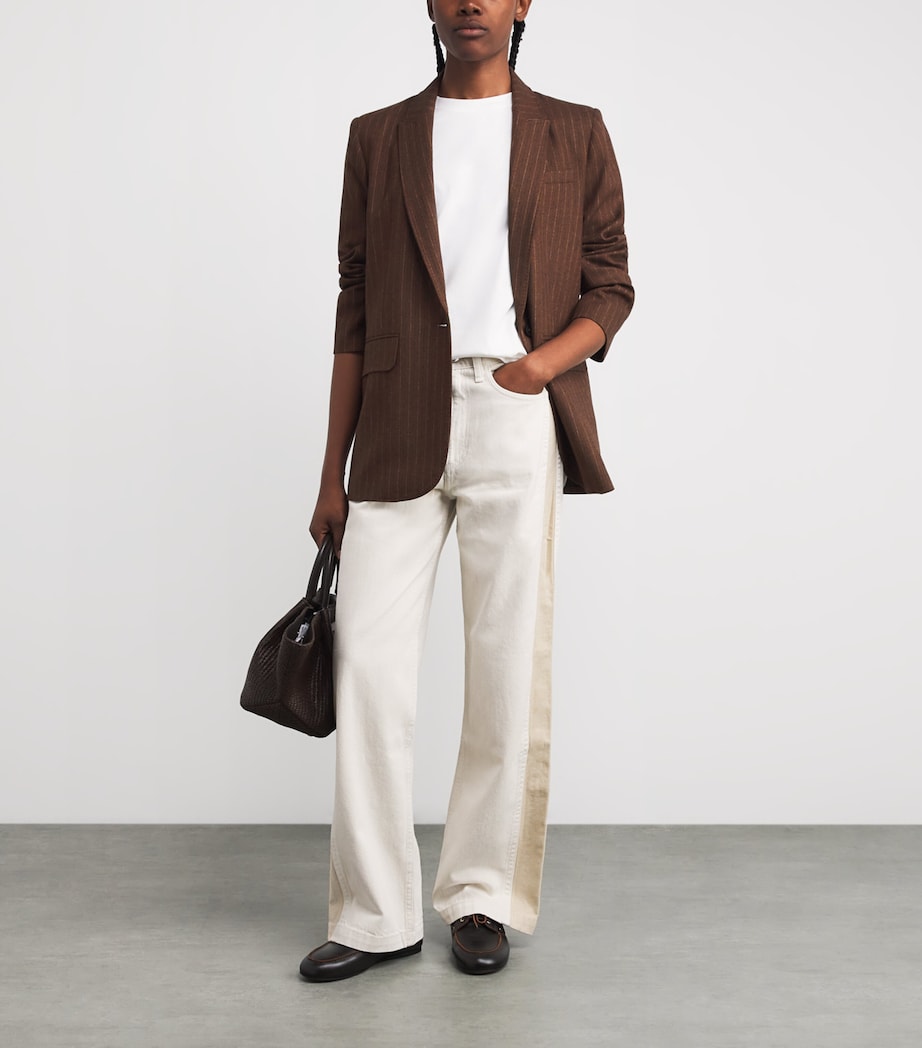 Pinstripe Sharp Shoulder Blazer TOFFEE Image 2