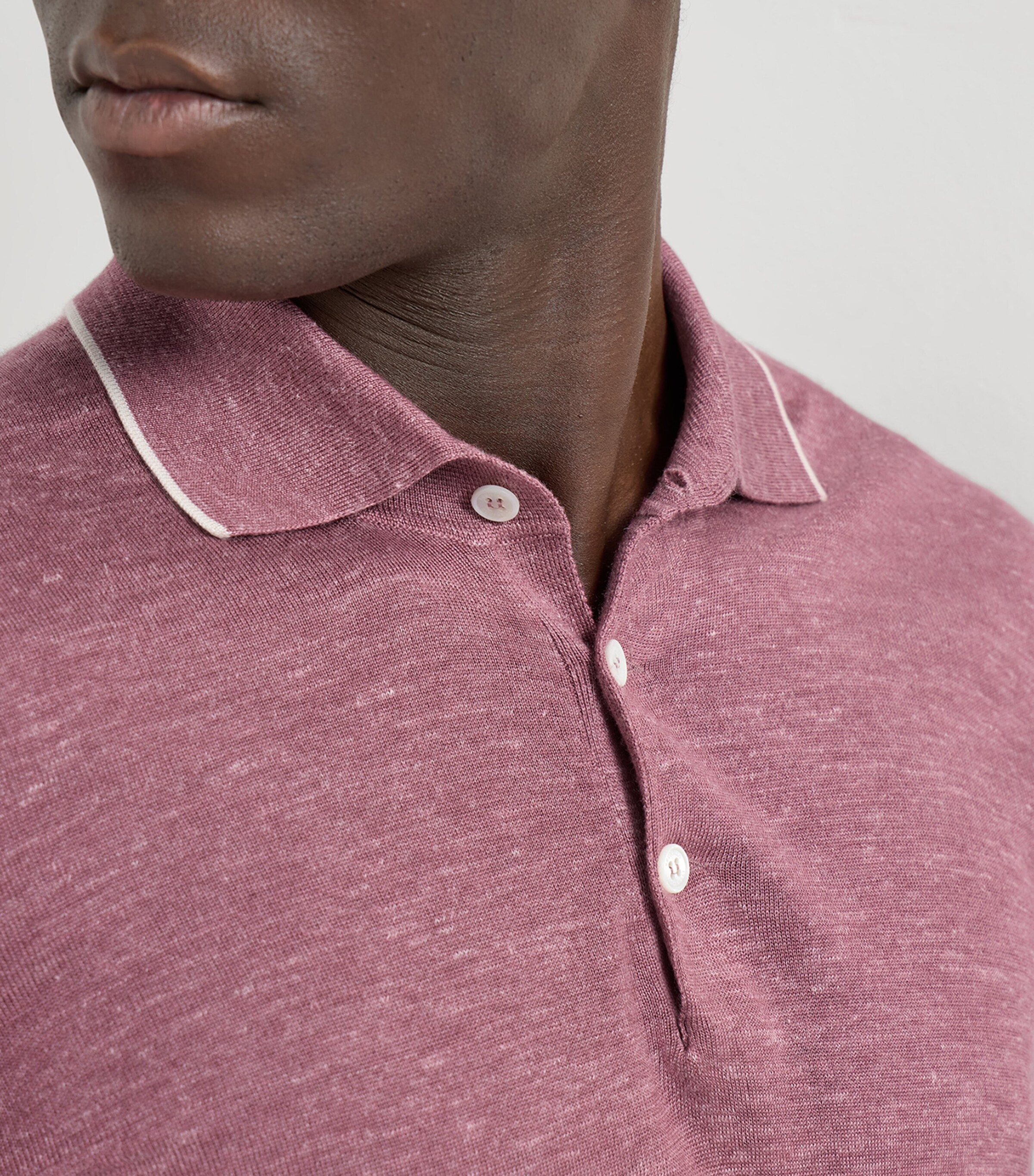Brunello Cucinelli Mens Cashmere-Silk-Hemp Polo Shirt Image 6