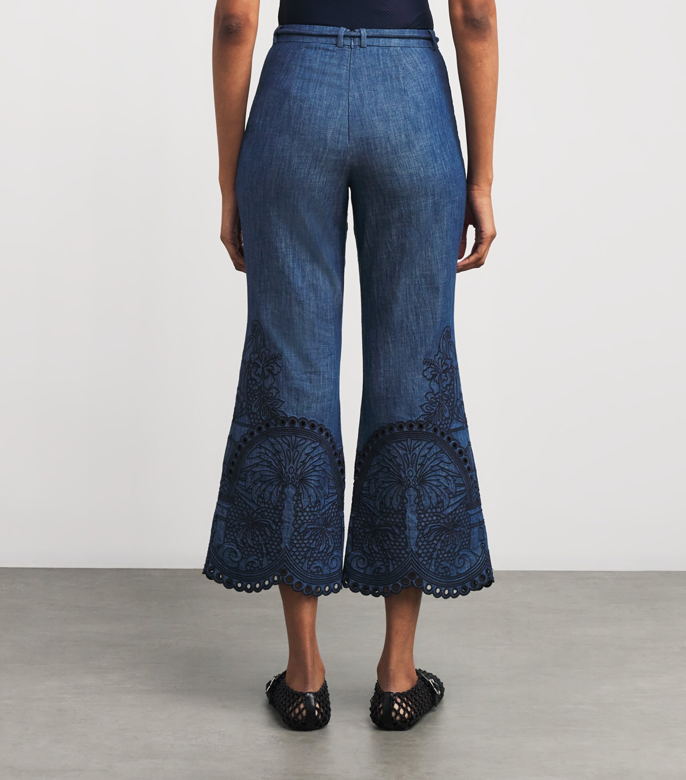 Denim Coco Flared Trousers RWBLU RAILWAY BLUE Image 4